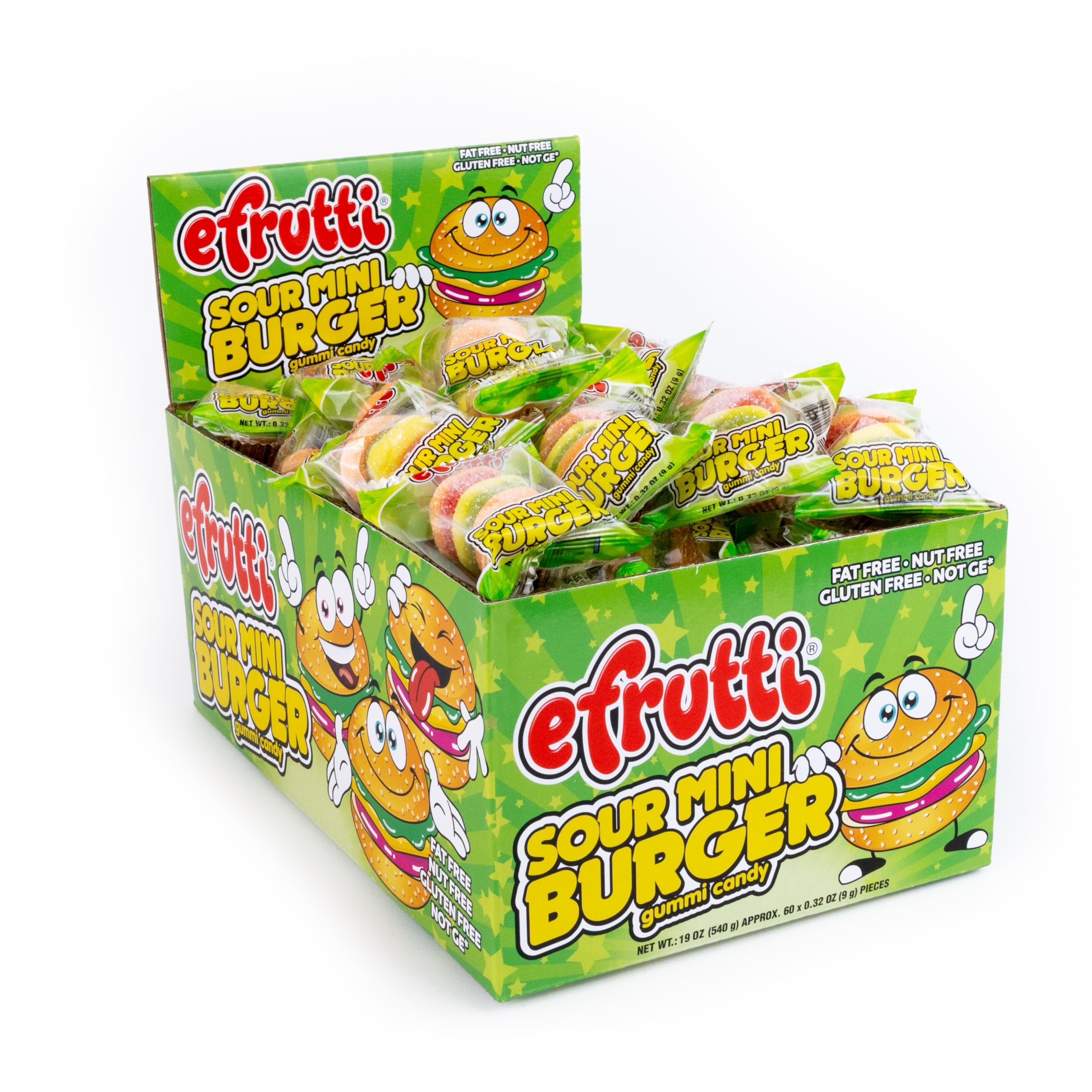 Sour Mini Burger Gummi, Count 60 (0.31 oz) - Sugar Candy/Grab Varieties & Flavors