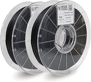 SpiderMaker 3D Matte PLA Filament - Matte Finish with Incredible Vibrant Colors - Compatible with Bambulabs AMS - 1.75 mm PLA, 700g x2, Dimensional Accuracy +/- 0.03mm (Coal Black 2 Pack)