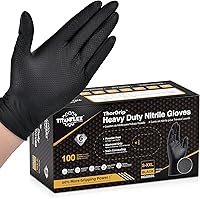 Vista 10 de TitanFlex Guantes industriales de nitrilo negros resistentes con textura de diamante elevado, sin látex (6mil/8mil)