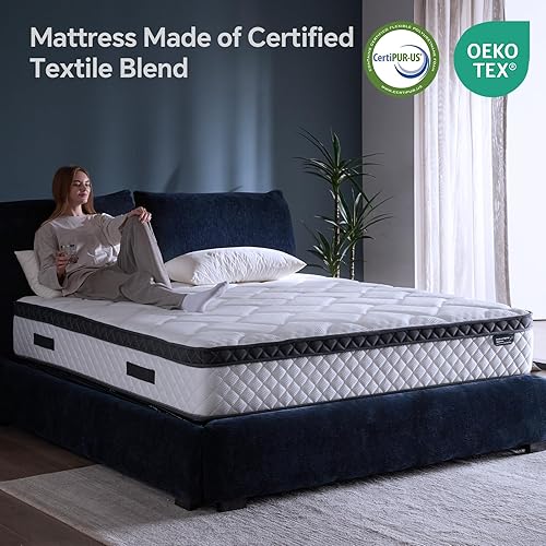 Miniatura 8 de Colchón Tamaño Twin, Colchón Híbrido de 10 Pulgadas con Resortes de Bolsillo Individuales Multicapa Híbrido en una Caja, Ergonómico, Soporte de