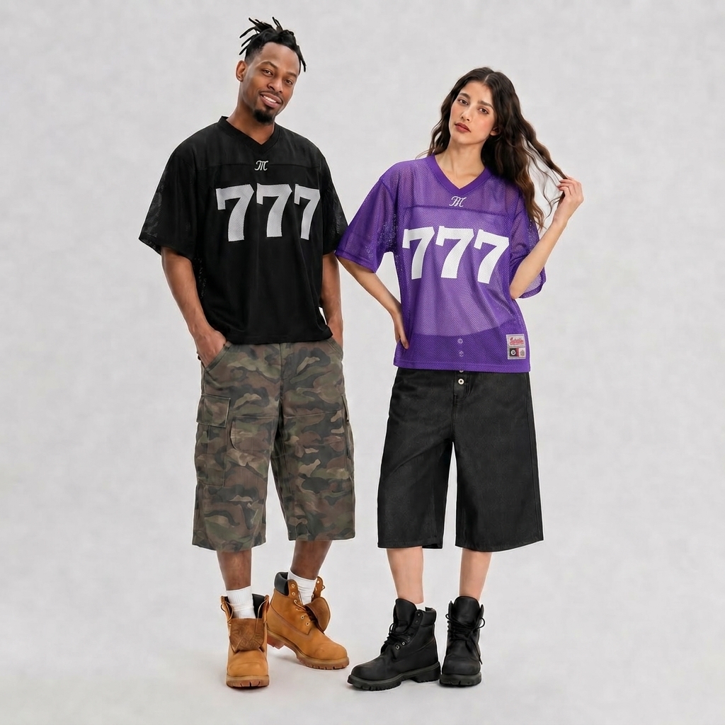 MT99 Men's 777 Angel Number Mesh Jersey T Shirt Unisex Oversized