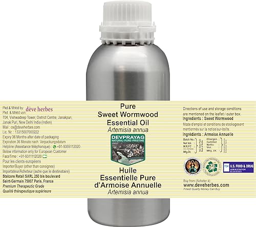 Miniatura 8 de Aceite esencial puro de ajenjo dulce (Artemisia annua) con cuentagotas de vidrio destilado al vapor 0.2 fl oz (0.16 oz)