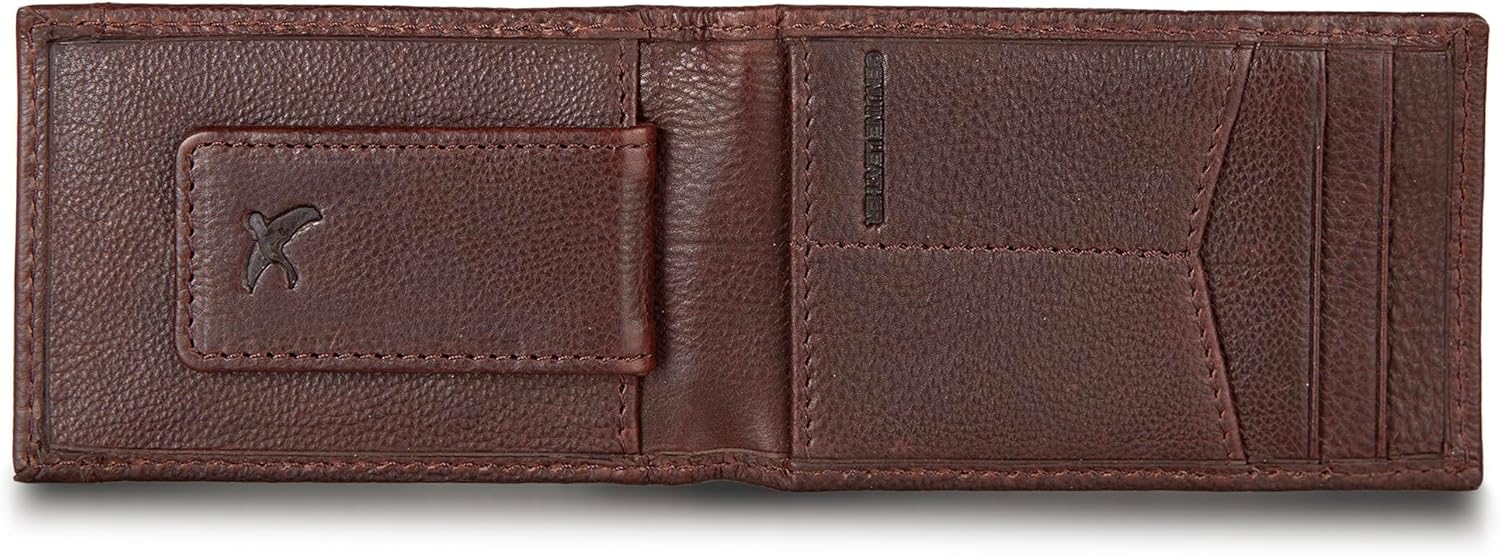 Eddie Bauer Men's Rugged Leather Bifold Wallet | Money Clip | RFID Protection | ID Window | Genuine Leather | EDC - Image 5
