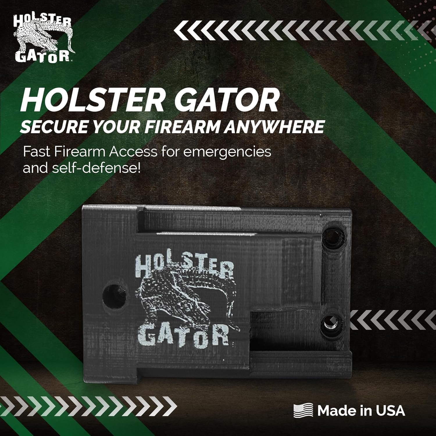 Holster Gator Tactical Mount, Belt Clip Holster Holder for Car, Truck, Desk & Wall, Secure Concealed Carry Storage for Vehicle, Home, Office, Includes Sticky Dash Installation Kit