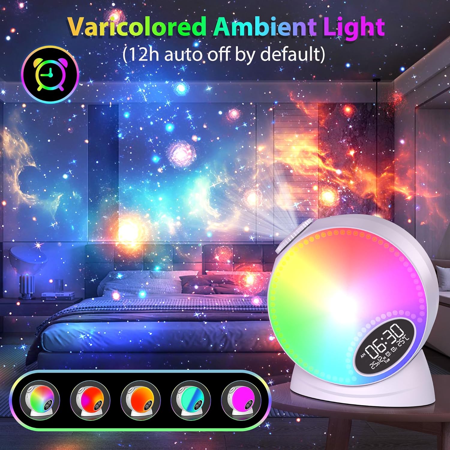 Galaxy Projector, 12 in 1 Planetarium Star Projector for Bedroom, Galaxy Light Projector with Bluetooth Speaker, White Noise, Meteor Effects, RGB Lighting & Timer, Space Night Light for Kids,Adults