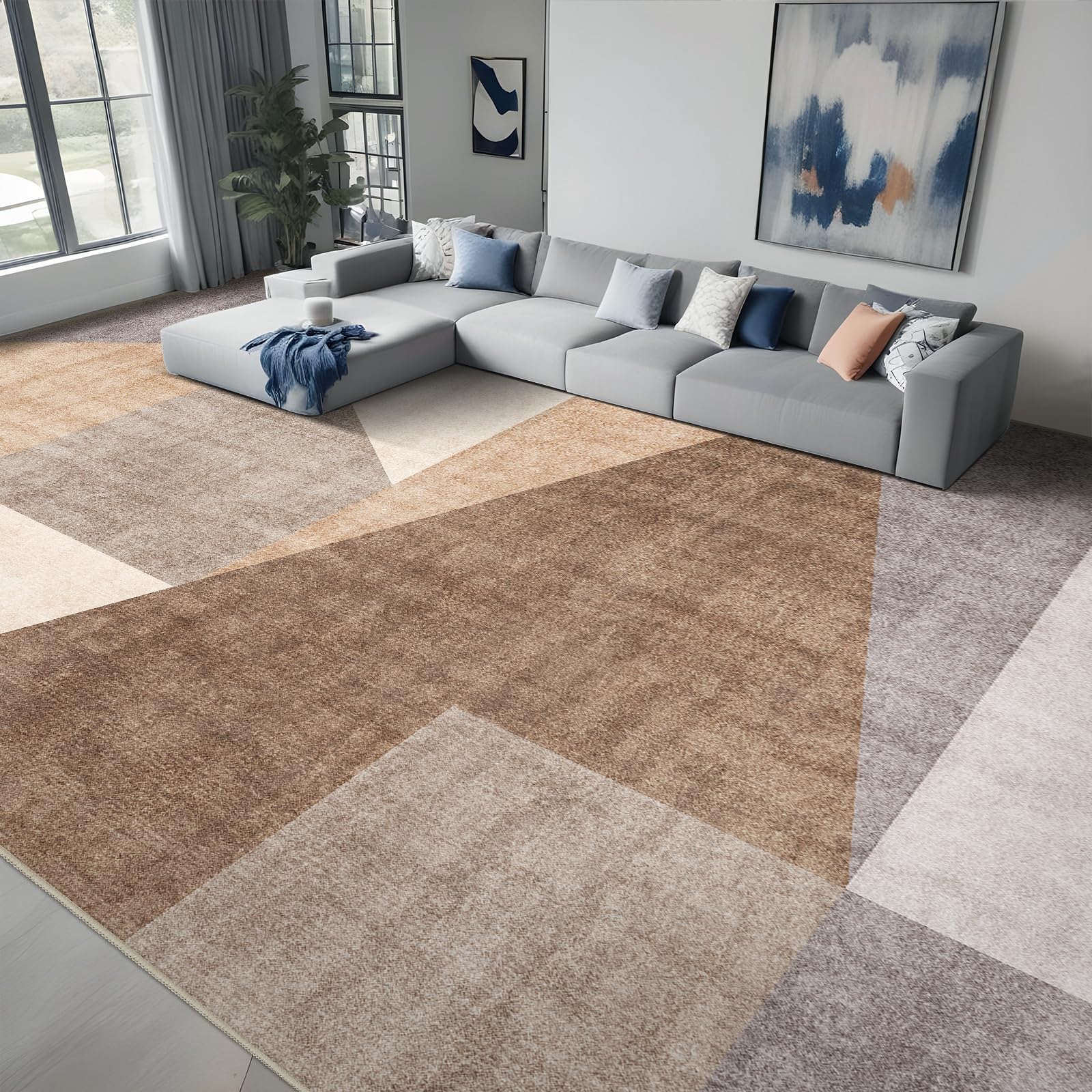 Puino 10x14 Geometric Non-Slip Area Rug