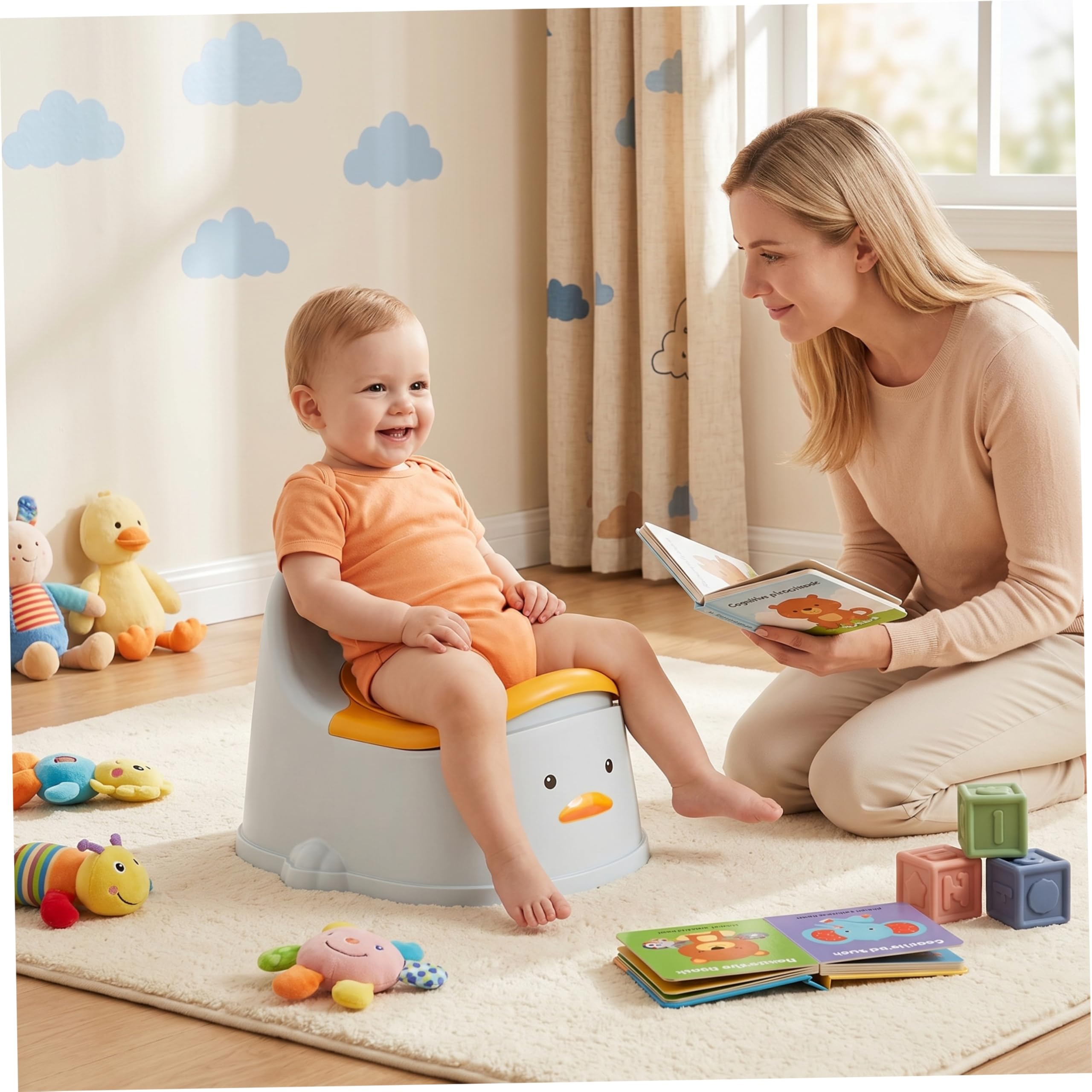 Töpfchen, Töpfchen-Trainingstoilette für Kleinkinder, spritzwassergeschützt und leicht zu reinigen, hohe Rückenlehne, (klein, 0–2 Jahre), blau;1