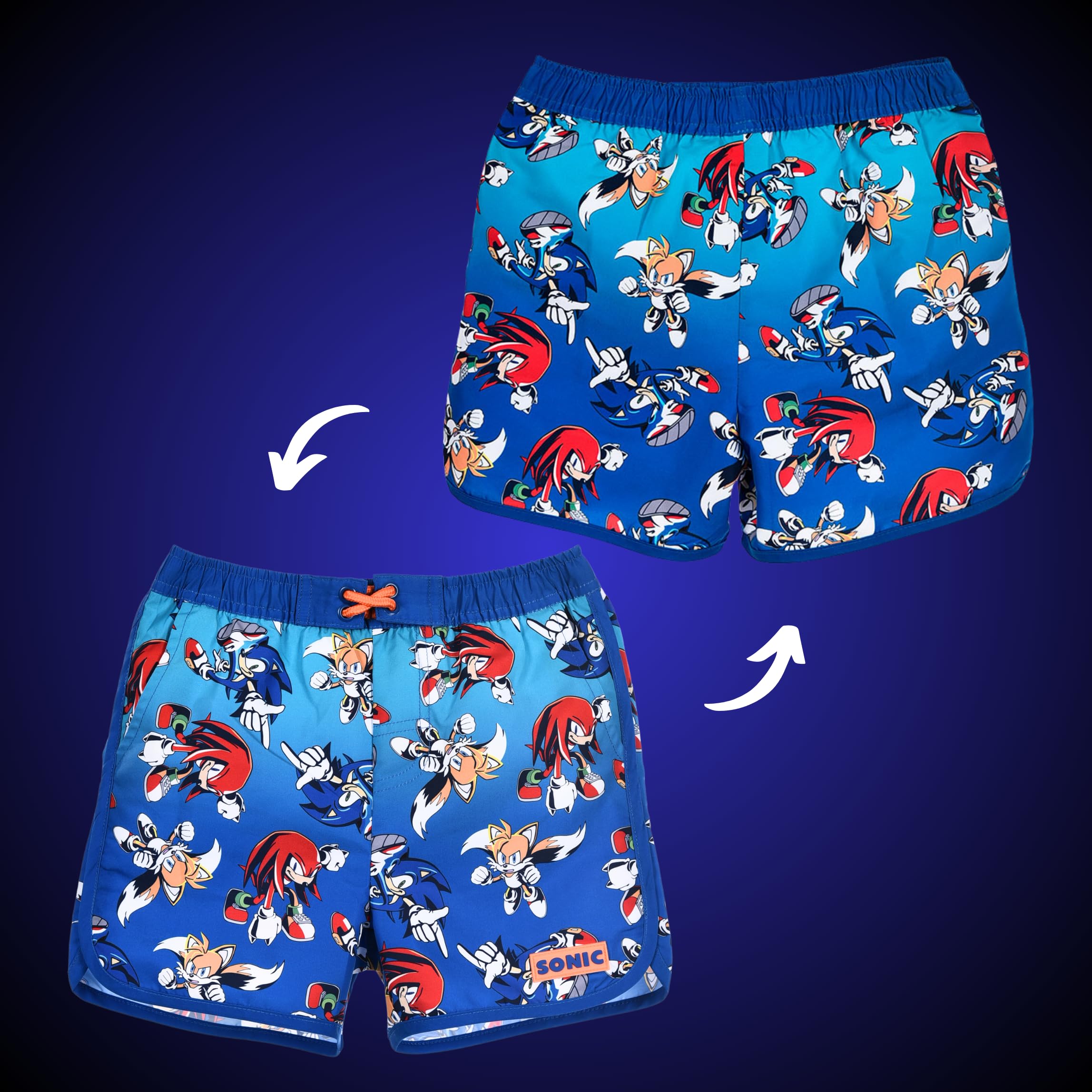 Sonic The Hedgehog Costume da bagno per bambini, pantaloncini da bagno Bermuda, costume da bagno per bambini, taglie 4-12 anni
