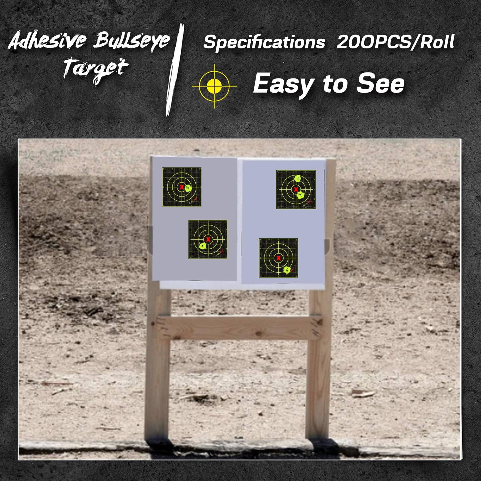 ATFLBOX Sight in Splatter Adhesive 4 inch Fluorescent Yellow Shooting Target Stickers, 200 Pcs Self Adhesive Target Roll for BB Gun, Pellet Gun, Rifle Indoor and Outdoor Shooting Range