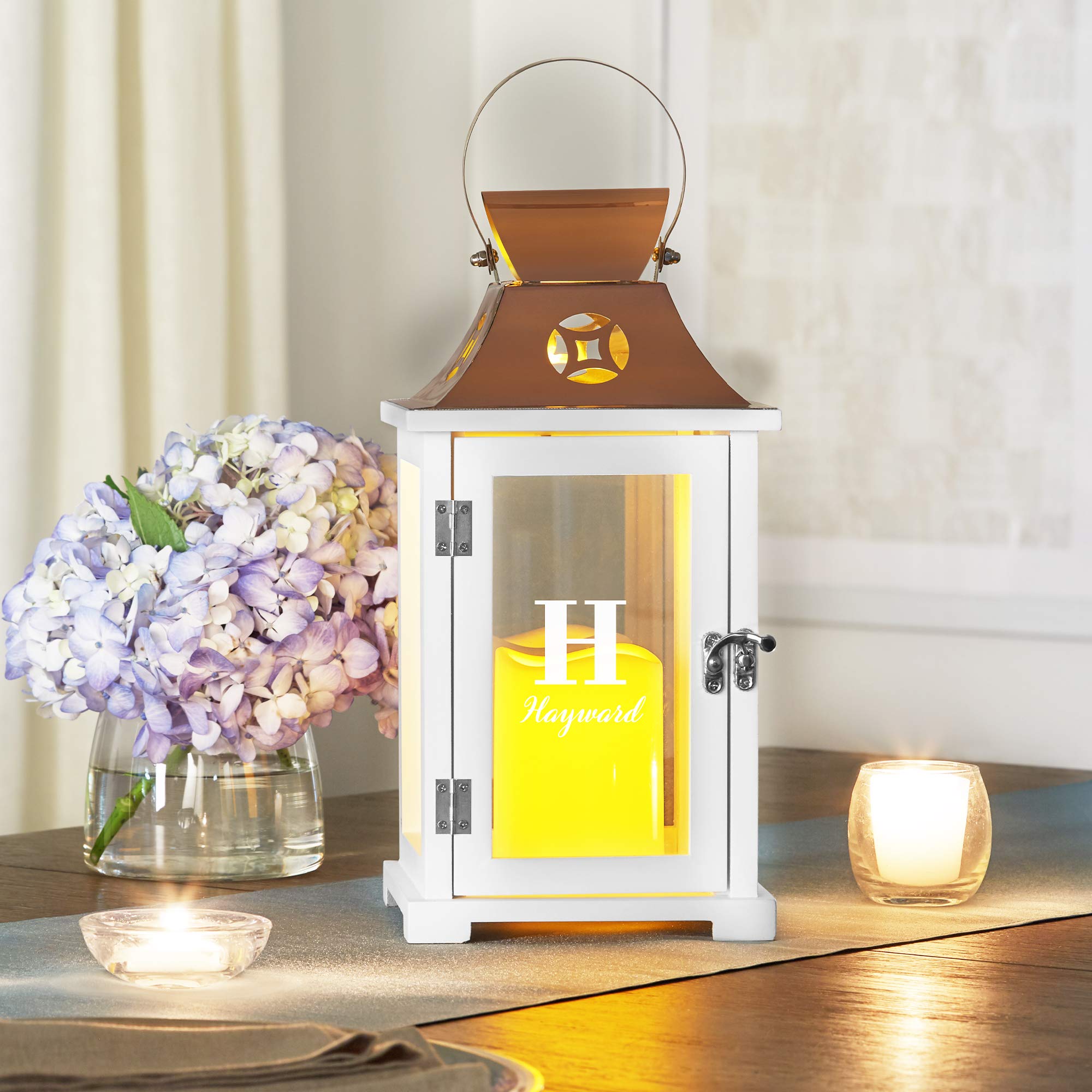 Let’s Make Memories Personalized Initial & Name Lantern - Home Décor - Flameless LED Candle
