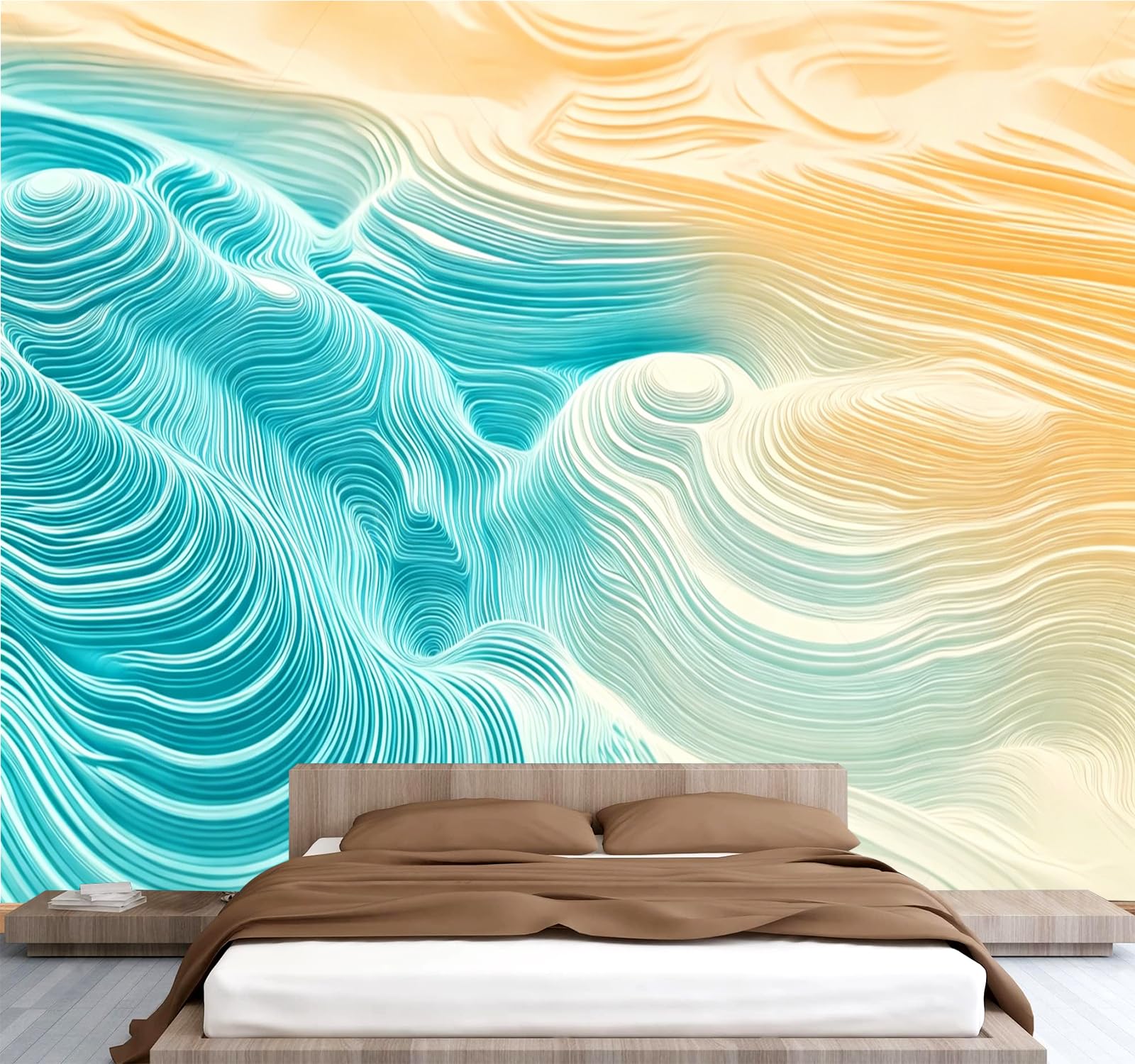 Carta da parati effetto 3D Astratto Moderno 366x 254 cm Murale Non Tessuto Blu Giallo Fotomurale Stampa HD Moderna Poster Per Soggiorno E Camera Da Letto Design 1M3862