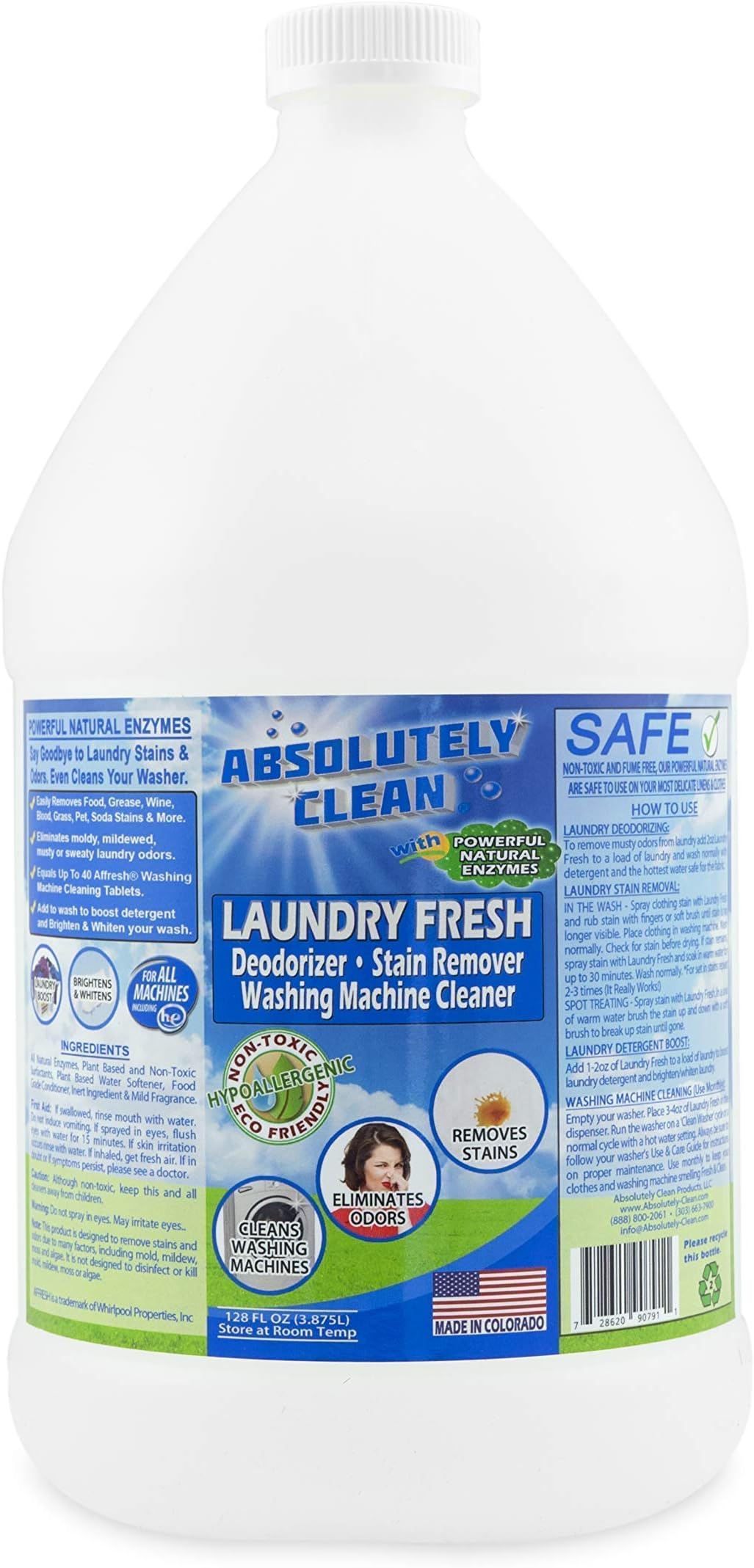 - Amazing Laundry detergent liquid Stain and Odor Remover, Naturally Based Formula (USA Made)