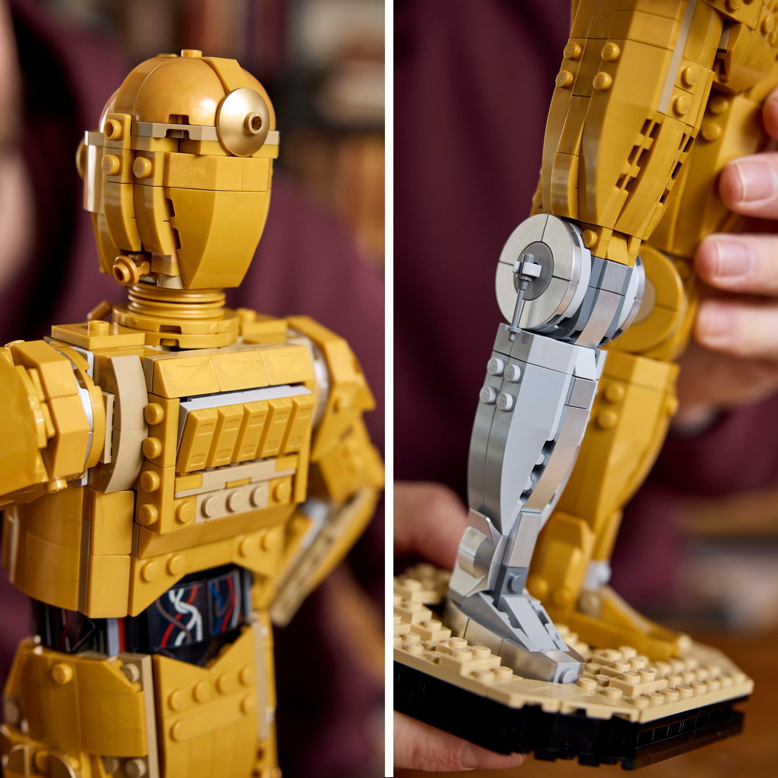LEGO Star Wars C-3PO Droid Figure + R2-D2 Model Set, Kit modello da collezione da costruire con la minifigure del personaggio, Idea regalo cimeli per uomini, donne e fan 75398 + 75379