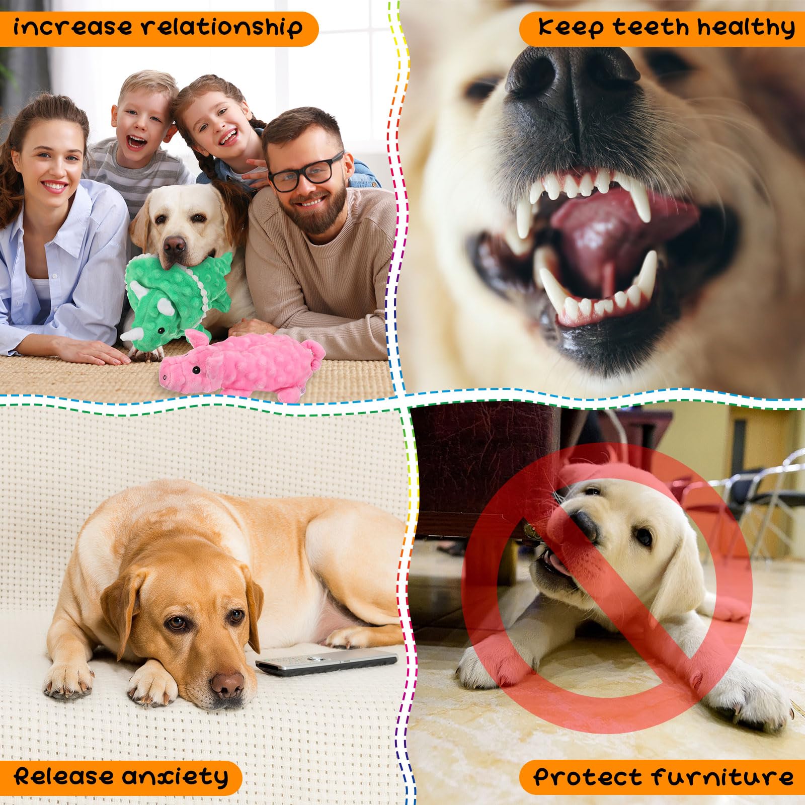 Outus 20 juguetes chirriantes para perros a granel sin relleno para masticadores agresivos, juguetes arrugados para perros, juguetes chirriantes para dentición, juguetes de peluche para perros
