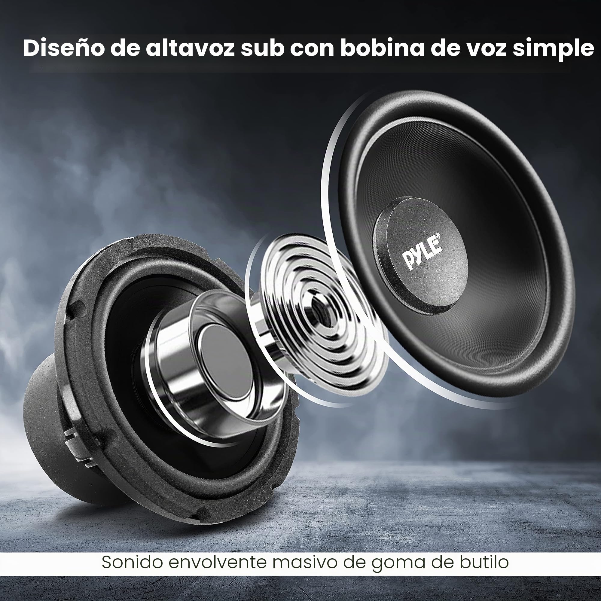 Pyle Subwoofer de Bobina de Voz única para Coche, 8 Pulgadas, 200 vatios a 4 ohmios, subwoofer Alimentado por Audio para automóvil, Cono de inyección con Borde de Goma, subwoofer de Coche de Alta