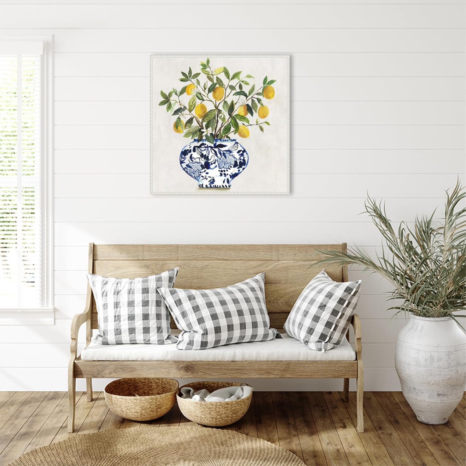 Amanti Art Framed Canvas Wall Art 30x30 Lemon Plant II by Asia Jensen, Framed Wall Art Canvas, Still Life Artwork, Traditional Decor, Large Poster Painting for Living Room, Bedroom, Bathroom, Kitchen