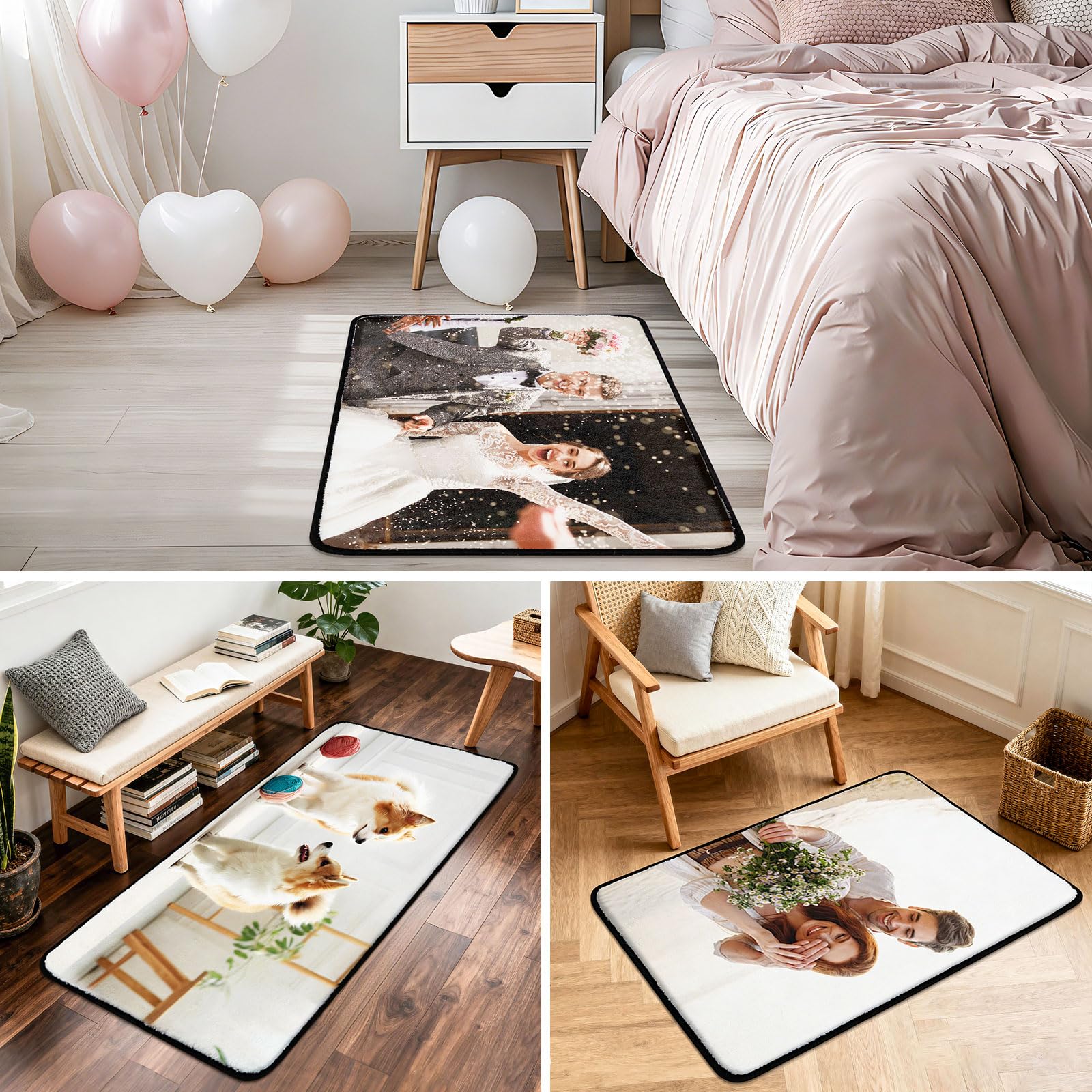 Zerbino Personalizzato 50x75 cm, Regalo Perfetto Festa della Mamma, Con Foto Testo Antiscivolo Lavabile in Lavatrice, Amico di Cani e Animali, Interno ed Esterno