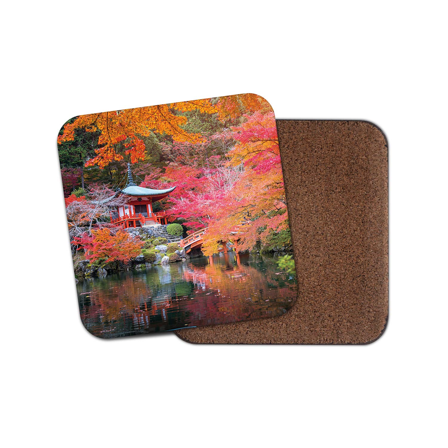 DestinationVinyl 1 x Japanese Garden Coaster - Japan Cherry Blossom Pagoda Oriental #8830