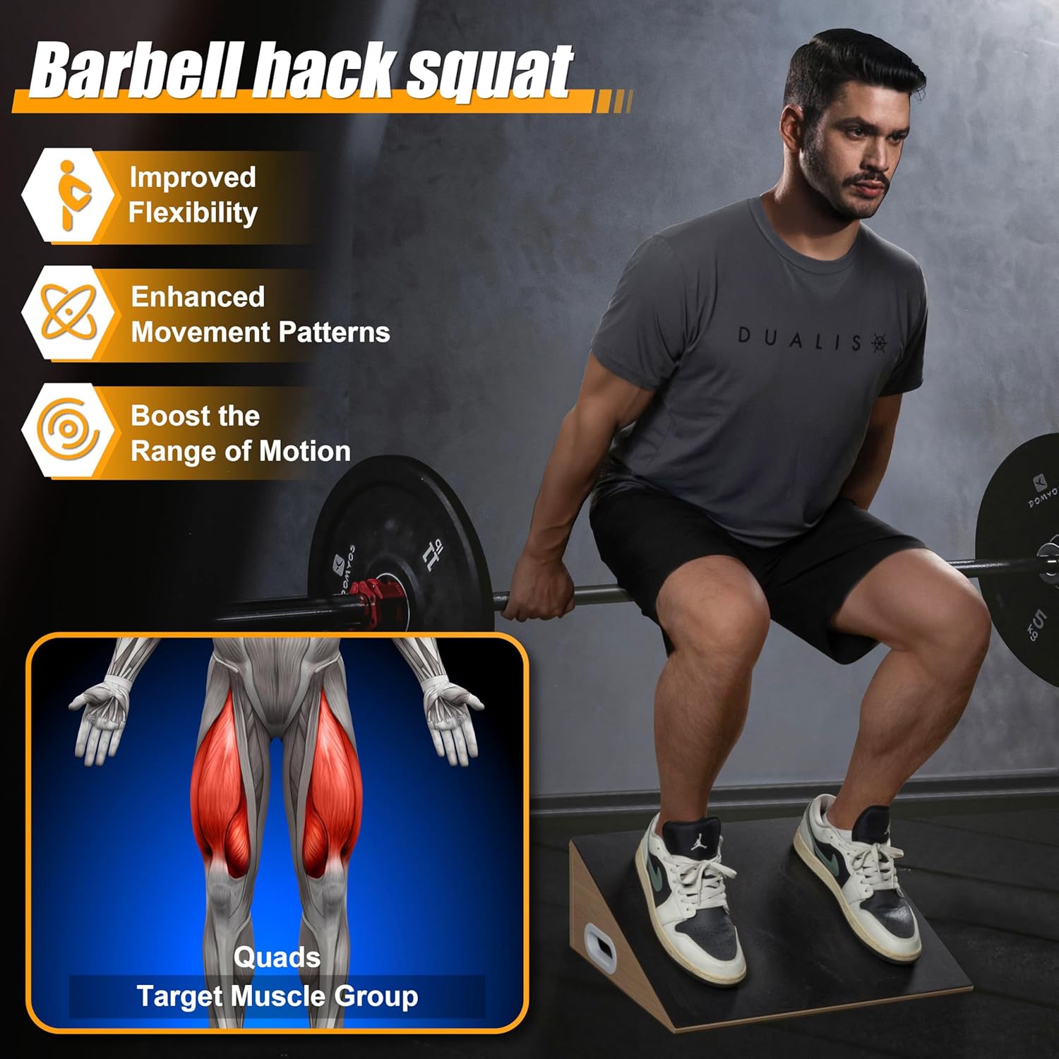 Slant Board, 19.7" Wide Calf Stretcher Slant Board for Calf Stretching, Squats, Knees Over Toes, Weightlifting, and Fitness, 6.5” Height for Deeper Squats & More Muscle Activation