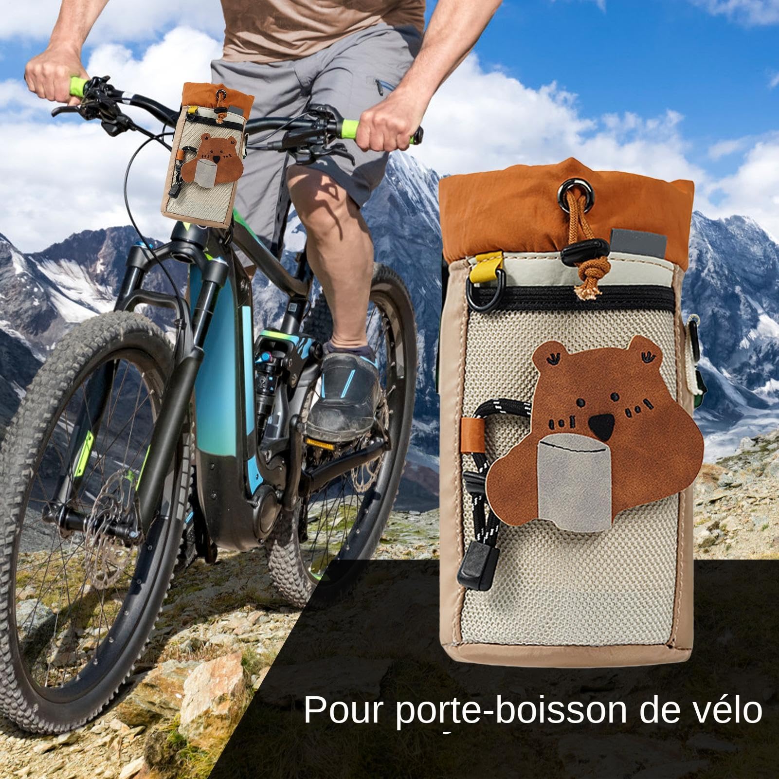 Portaborraccia da Bici Impermeabile stabile sacca da 1.3L | Portaborraccia da Moto per Ciclismo Escursionismo Campeggio Mountain Bici Gara Fitness Sport Viaggi Outdoor Scooter Sedia a