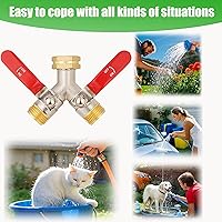 Vista 7 de EJW Manguera de jardín de latón resistente Splitte Divisor en Y al aire libre Divisor de manguera de flujo completo Divisor de grifo de mango largo