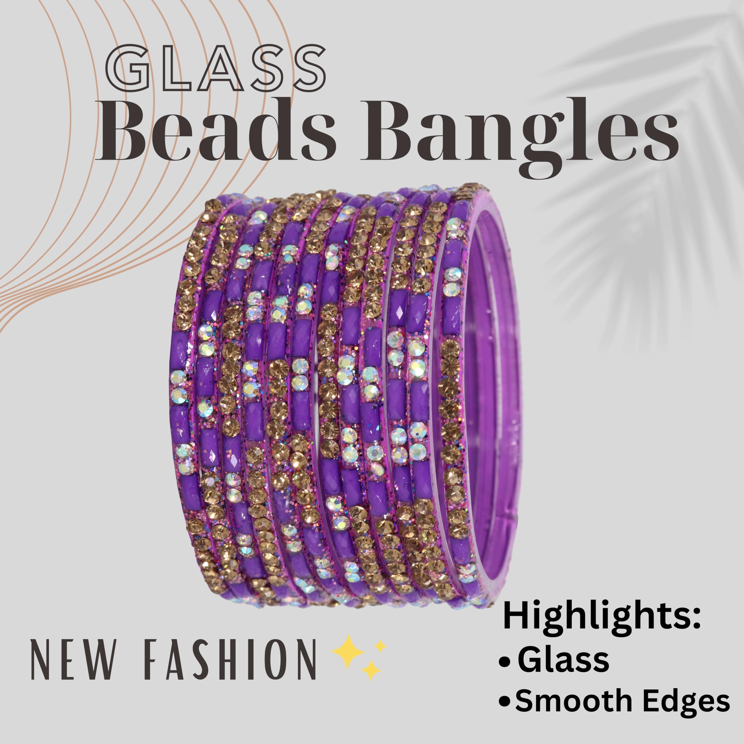 Purple Stone Glass Bangles Kaanch ki Choodiyan