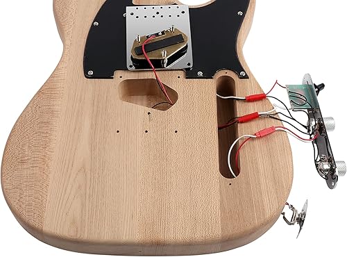 Miniatura 4 de Kit de guitarra eléctrica DIY Kit para principiantes de 6 cuerdas para diestros con cuerpo de ceniza, cuello de arce duro, diapasón de palisandro,