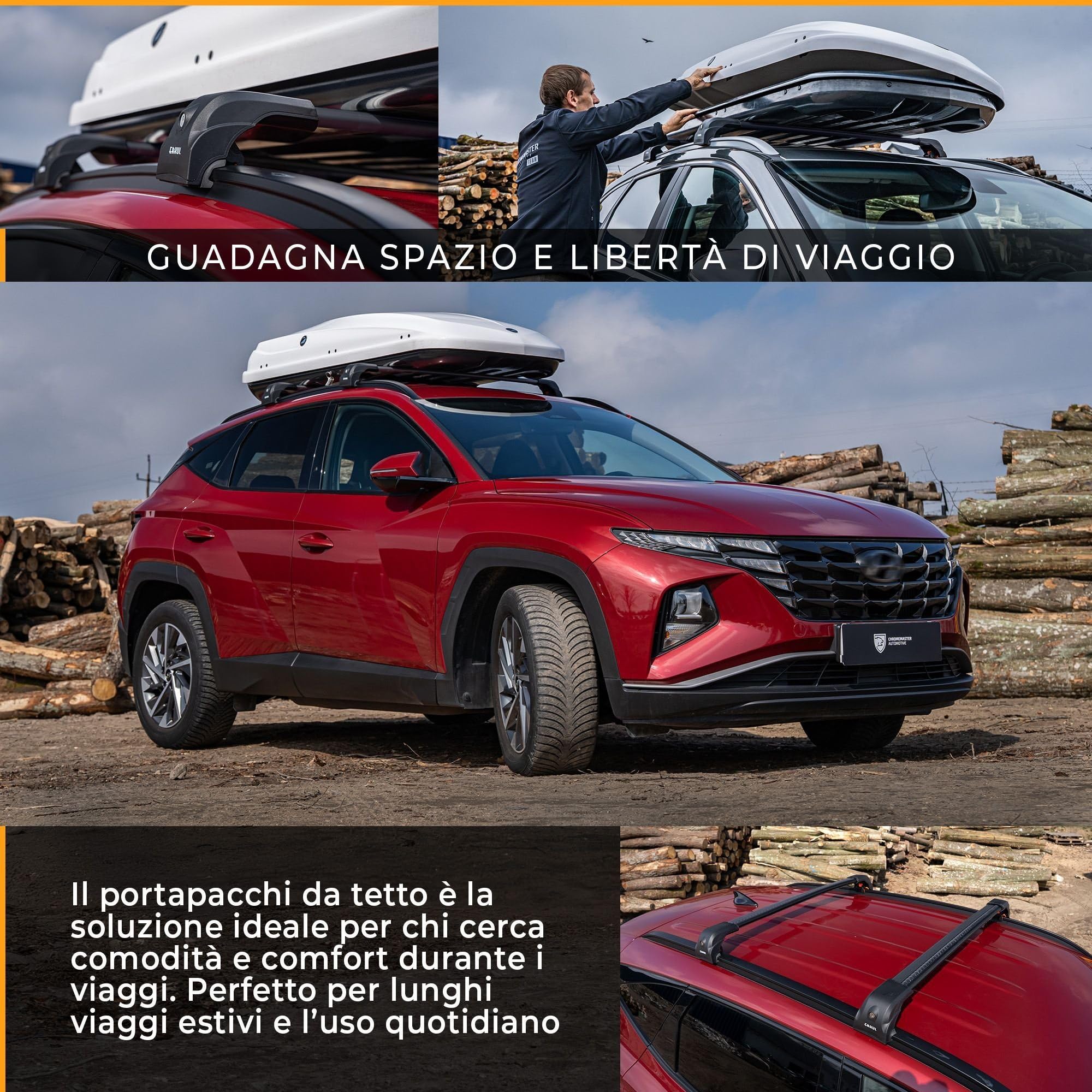 CHROMEMASTER Barre Portatutto Tetto Compatibili con Volvo XC40 2018+; Portapacchi da Tetto per Box, Portabici, Scala | Ideale per Viaggi, Vacanze, Uso Quotidiano