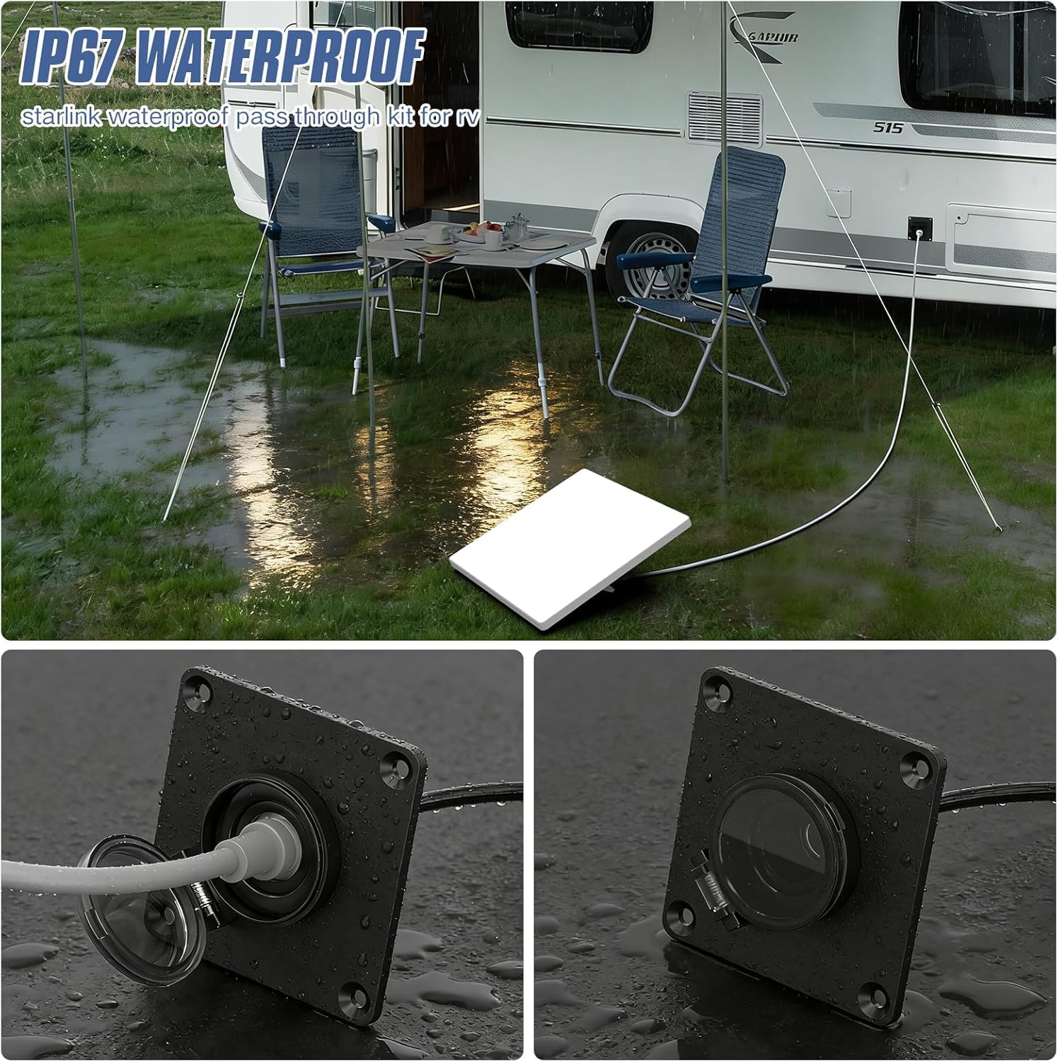 Starlink Mini kit de passage mural en aluminium IP67 étanche 5,5 x 2,1 mm CC femelle pour camping-car, van, bateau, boîte de batterie, prise de courant