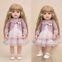 Angelbaby 22 Inch Lifelike Reborn Baby Dolls Girl with Long Blonde Hair Reborn Toddler Cute Realistic Baby Doll Vinyl Silicone Full Body Newborn Real Baby Doll that Look Real Gift Set for Age 3+
