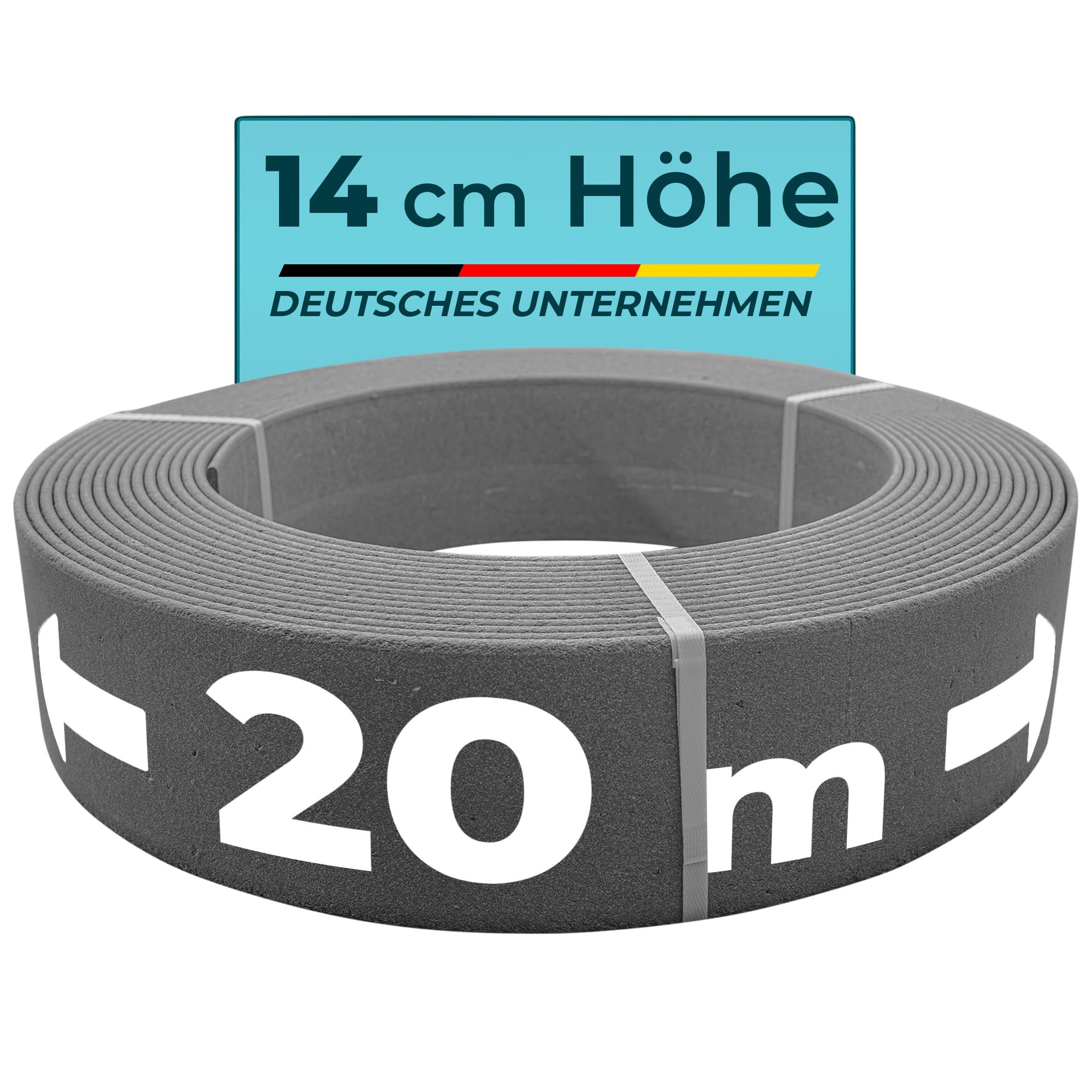 Teichrandband 14cm 20m Rolle PondEdge Teichrandsystem stabile Rasenkante Kunststoff Beetumrandung Kapillarsperre 20m x 14cm