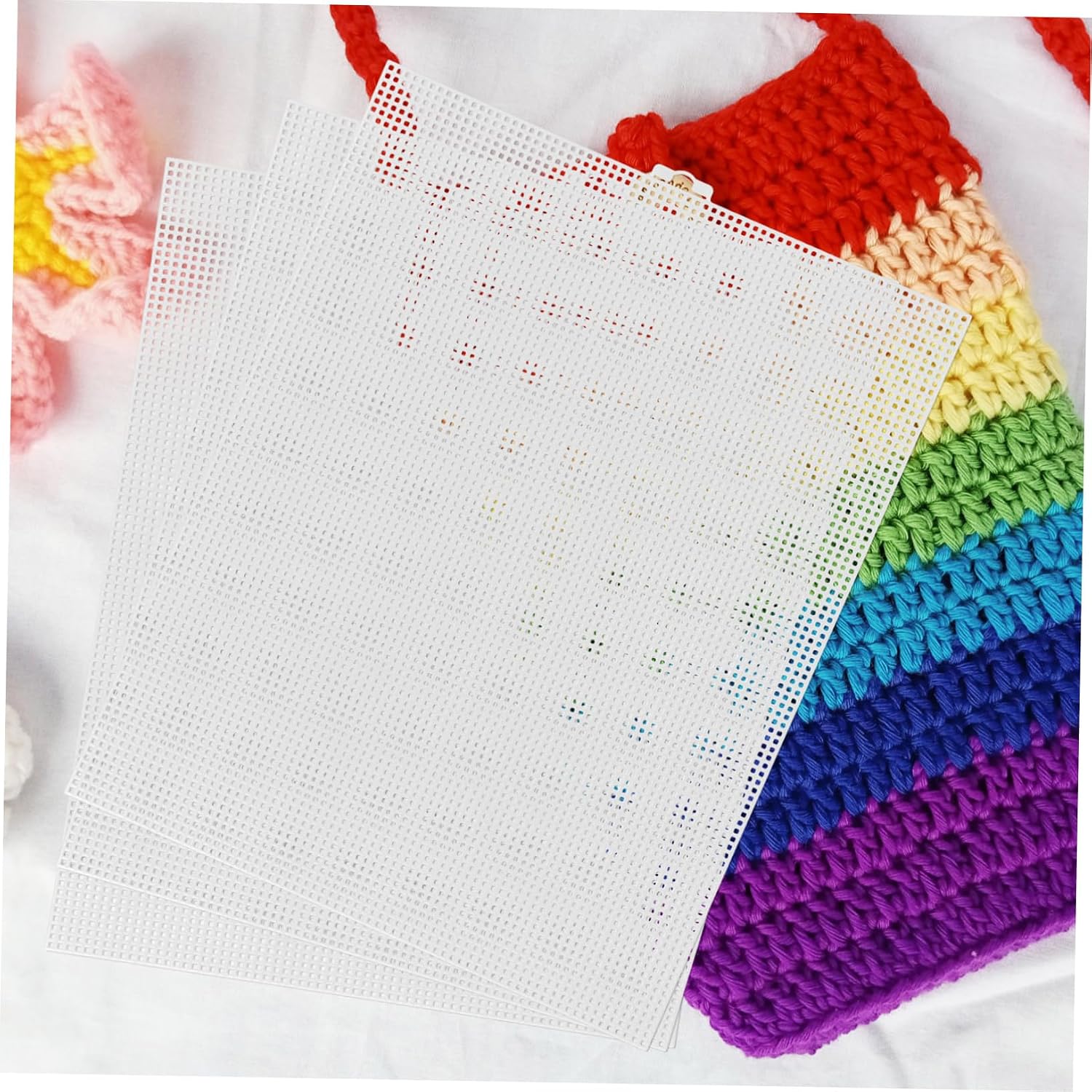 PLAFOPE 6pcs Plastic Canvas Sheets Crochet Squares Canvas Mesh Quilting Sheets Crochet Blocking