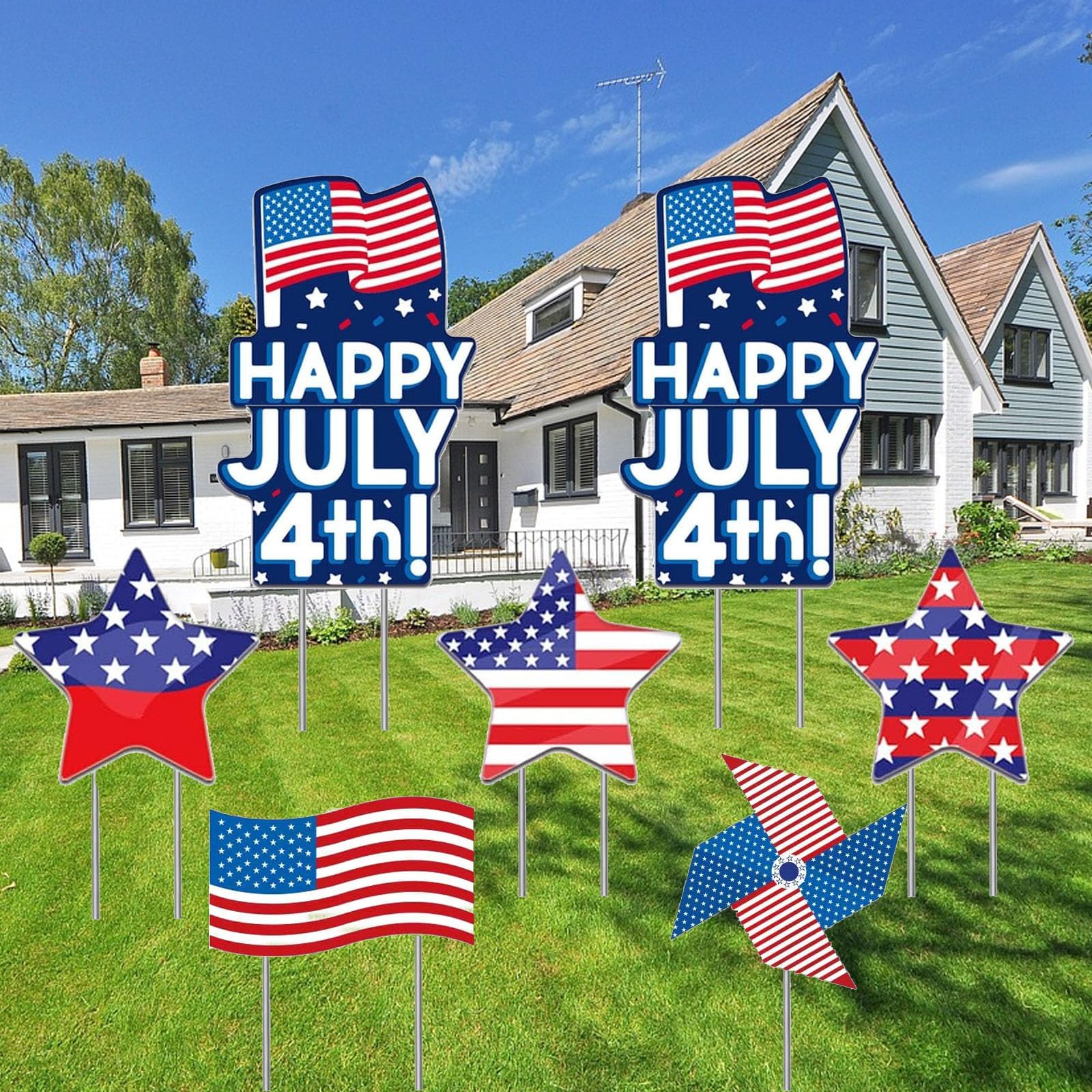 Amazon.com: 5 Pieces 4th of July Yard Signs 3D Patriotic Star Yard ...