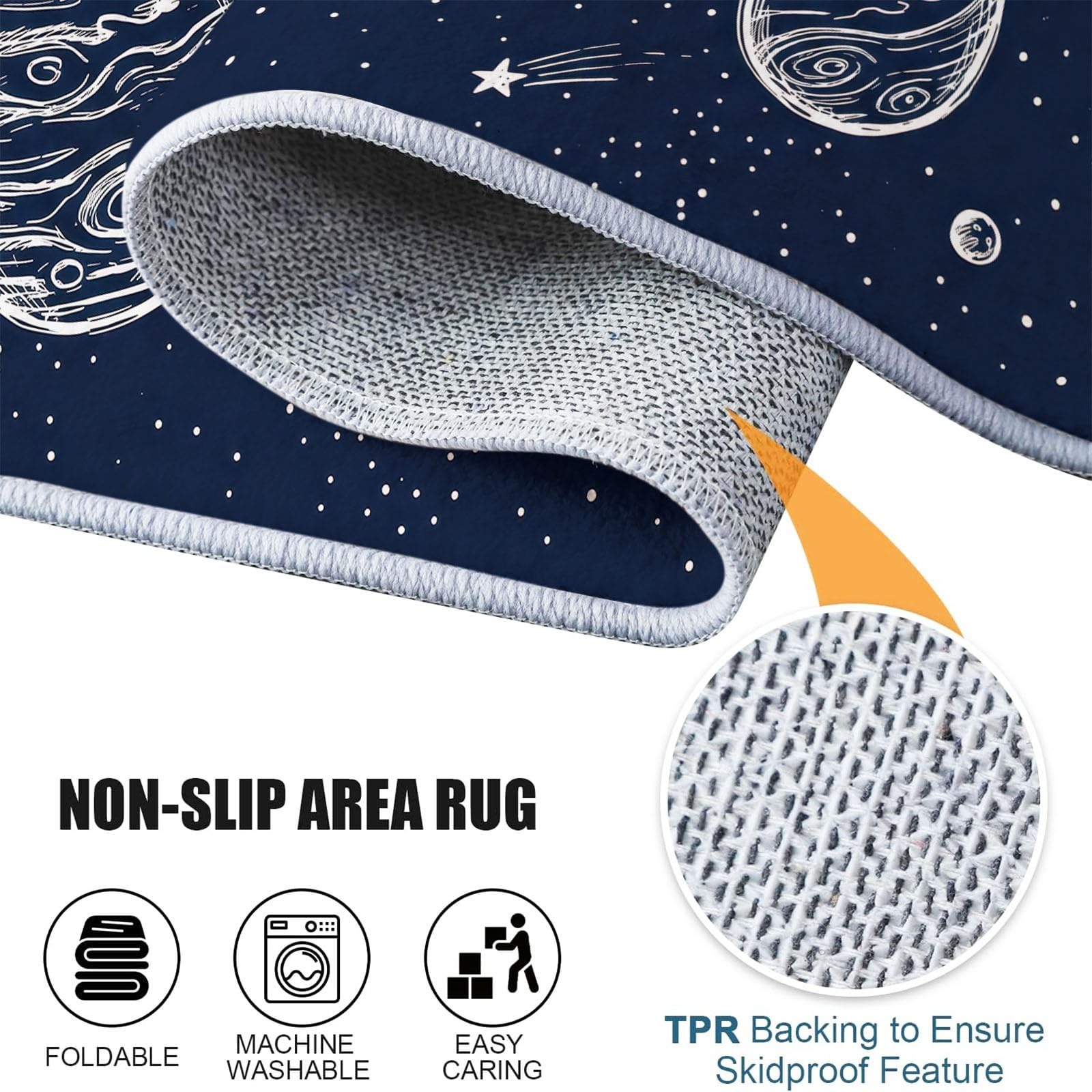 Space Modern - Alfombra redonda de 120 cm, lavable, diseño de galaxia cósmica, alfombra para habitación infantil, alfombra de juegos para bebés, niños y niñas, alfombra antideslizante suave, color