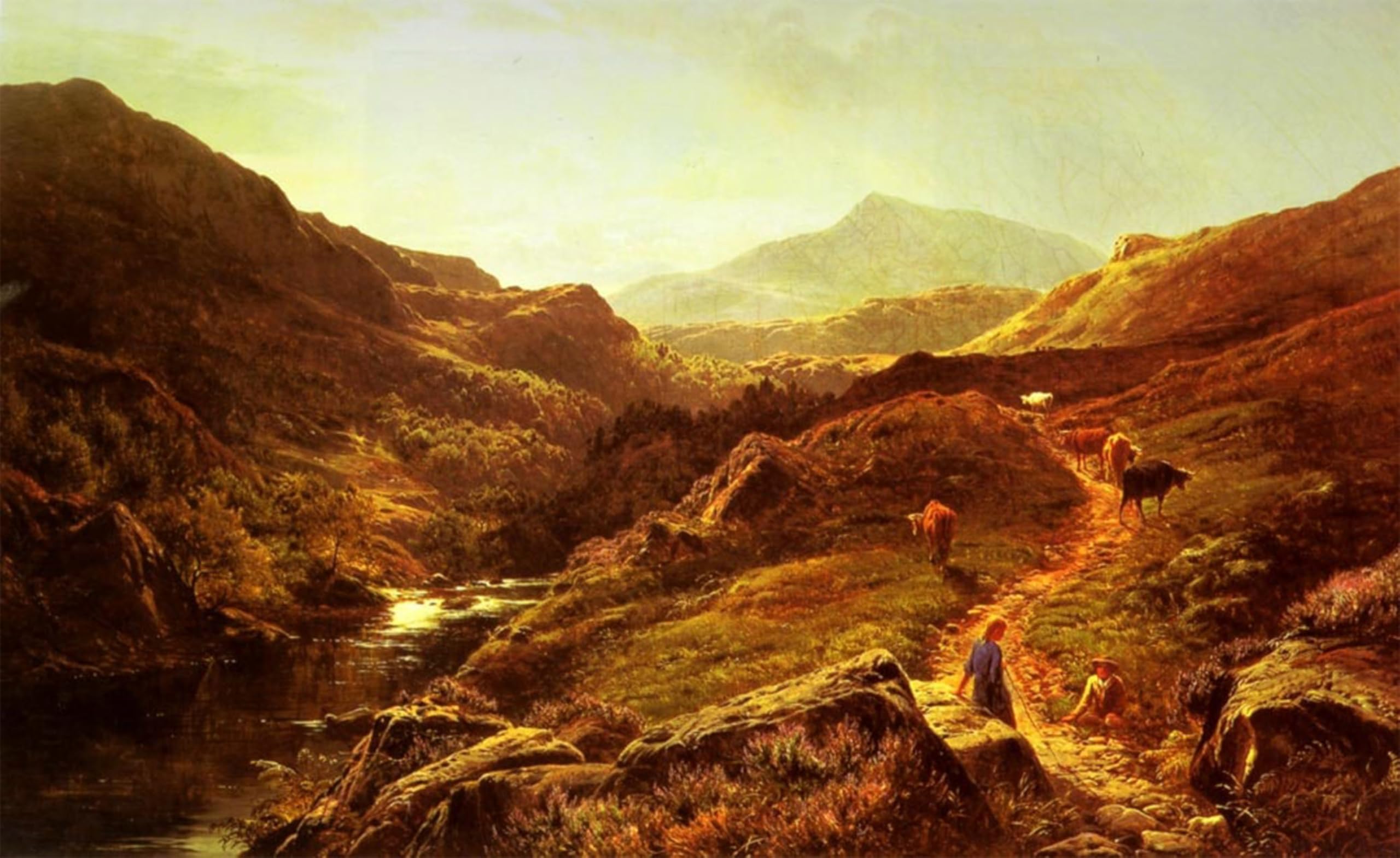 SERENDIPITP Abstract Painting Mural Print Picture Wall Decor Painting Moel Siabod From Glyn Lledr by Sidney Richard Percy Vintage Wall Artwork for Home Decor 60x90cm