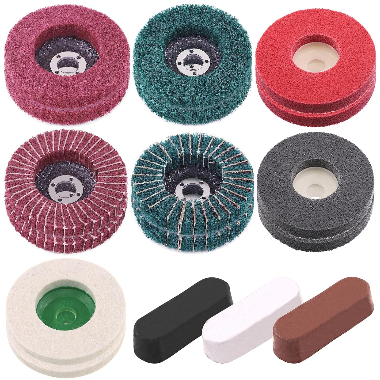 Keadic 17 Pcs 4'' Buffering Wheels Assorted Set with