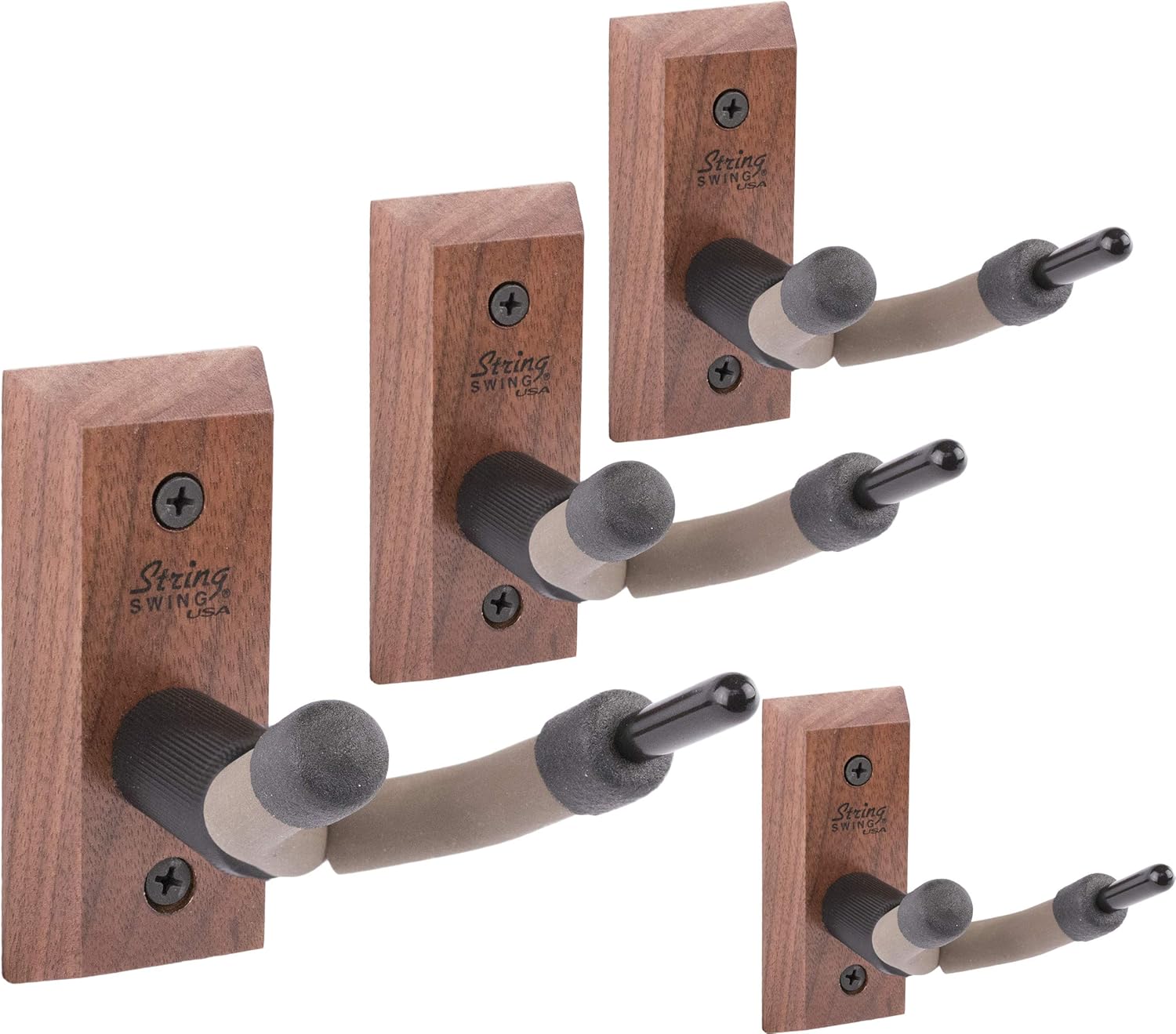 String Swing Violin Hanger Wooden Wall Mount for Home & Studio CC01V-BW4 Hardwood Black Walnut (4 Pack)