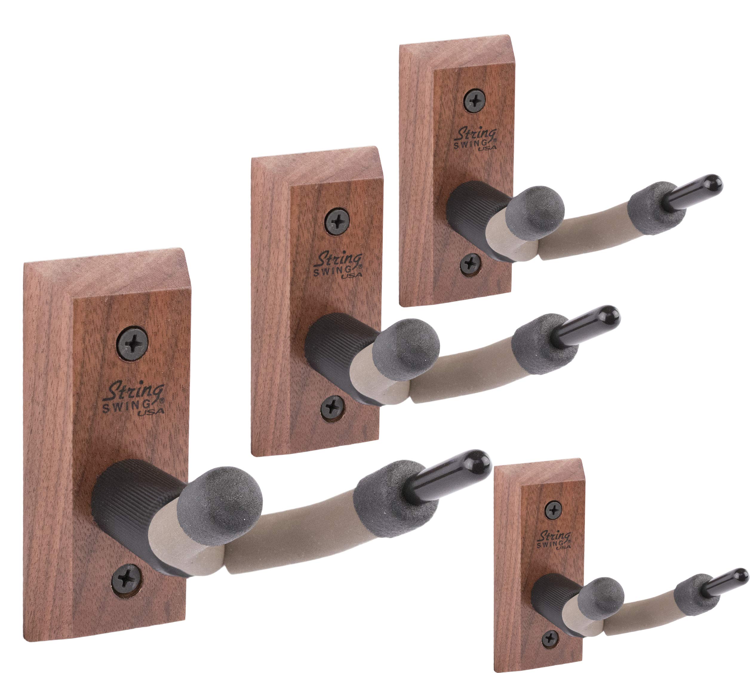 String Swing Violin Hanger Wooden Wall Mount for Home & Studio CC01V-BW4 Hardwood Black Walnut (4 Pack)