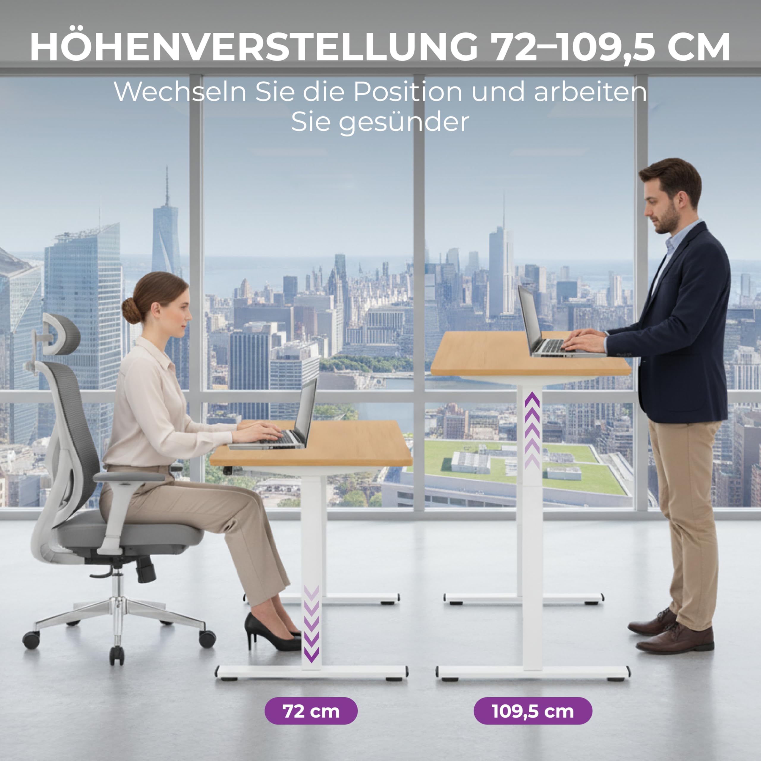 Spacetronik Schreibtisch Höhenverstellbar Manuell Stehtisch | 100x60 cm Tischplatte, 72-109,5 cm Höhenverstellbar, Manuelle Kurbel, 40 kg Tragkraft, Stahlrahmen und Spanplatte