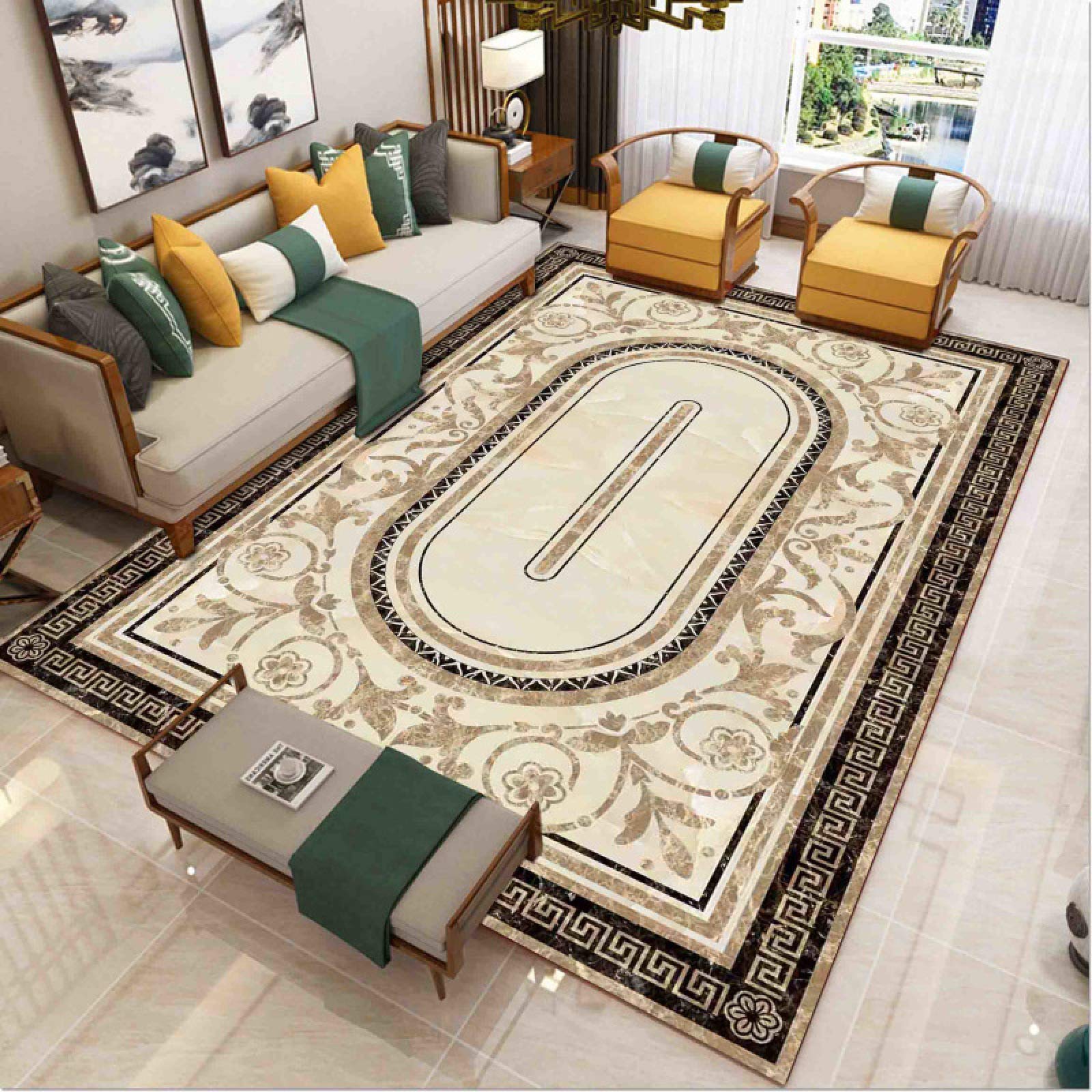 Tapis de salon style européen 3D 120x180cm chic pour votre chambre