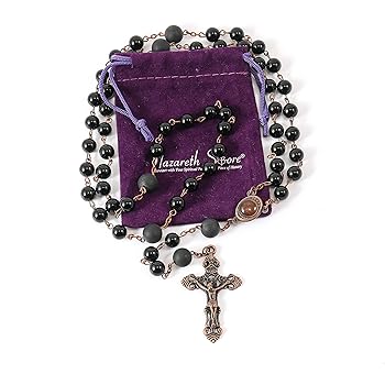 ☆ブラック オニキス ロザリオ☆ ~Black Facet Onyx~ Amazon | ブラックオニキス 聖ベネディクト ロザリオビーズ
