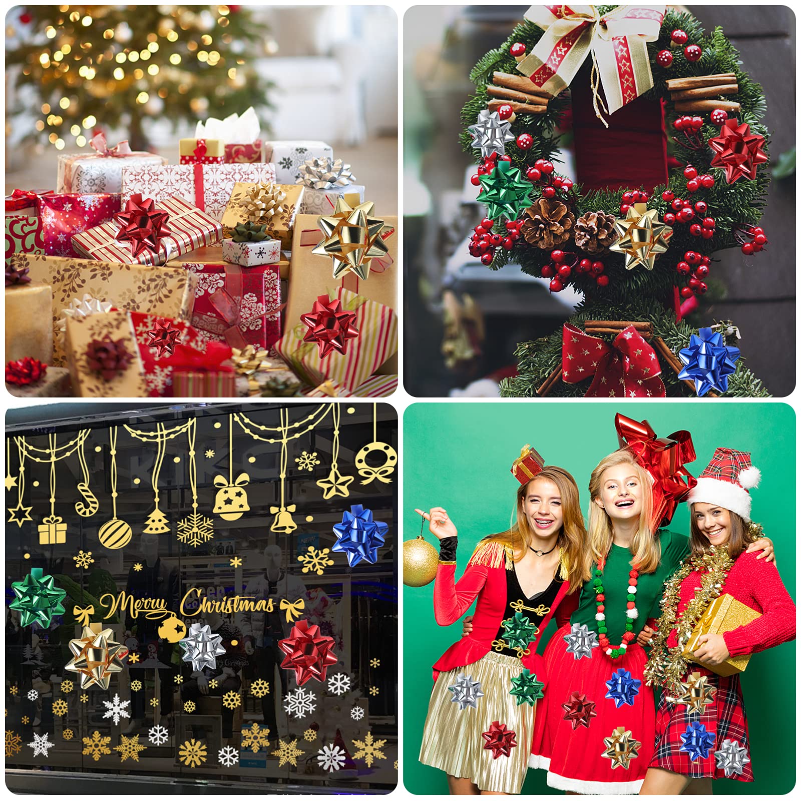 2024 Mini Lazo De Navidad Mini Lazo Rojo Dorado árbol De Navidad Adornos Colgant Para Fita