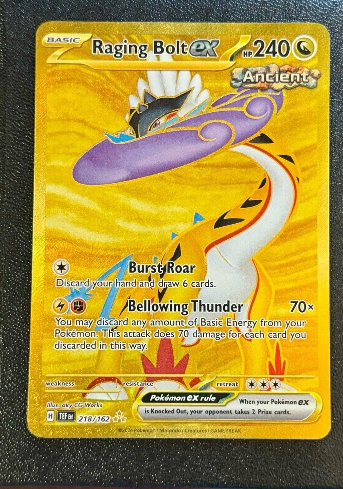 Pokemon – Raging Bolt ex 218/162 - Temporal Forces – Hyper Rare Gold – Foil Card