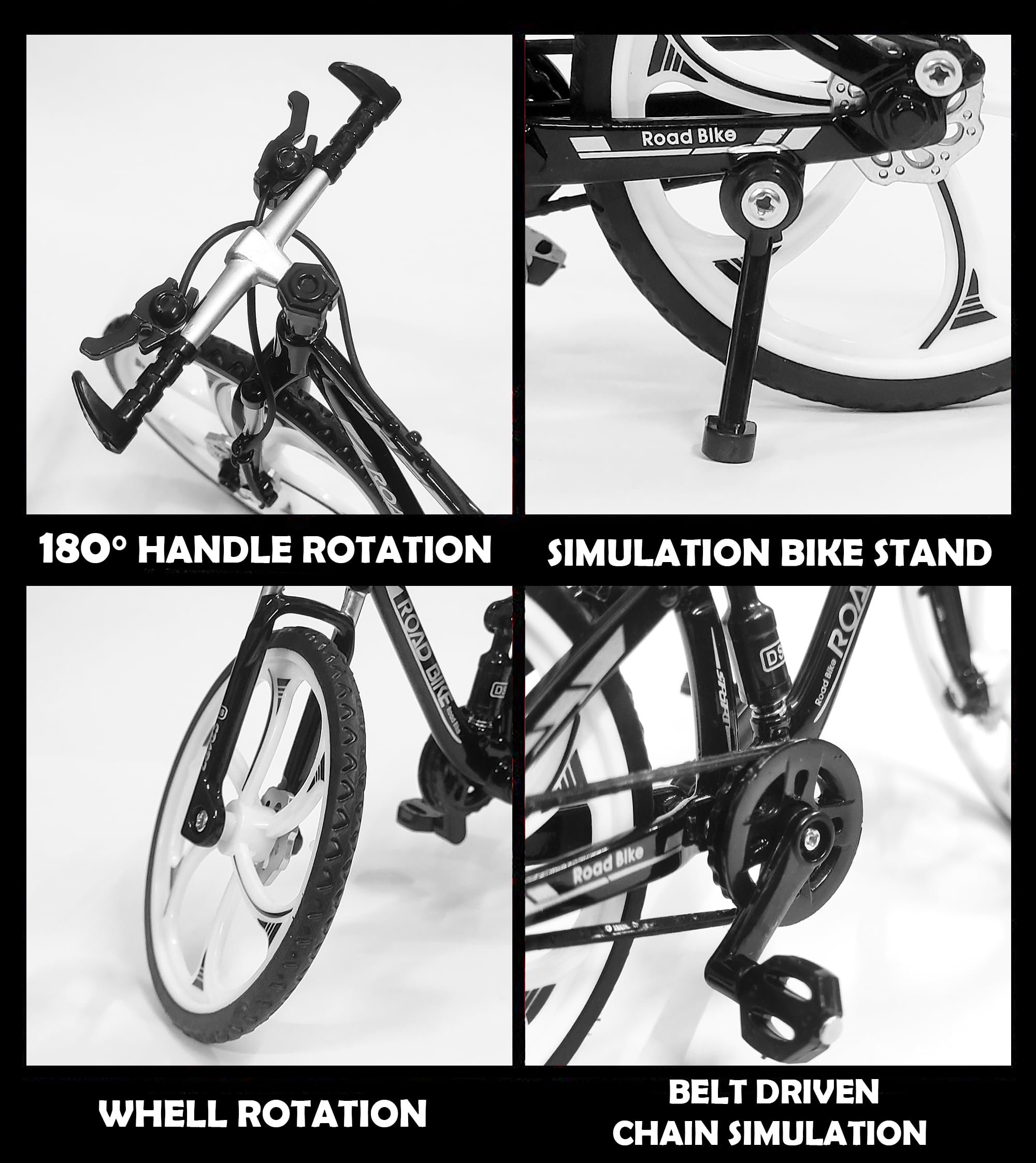 VGRASSP 1:8 Scale Die Cast Street Bicycle Toy for Kids - The Alloy Metal Off-Road Decorative Showpiece Realistic Design Bike Features Moveable and Rotating Handle, Suspension, Wheels, Pedals (Black) 3