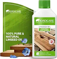 Nordicare Óleo de linhaça para madeira - Óleo de linhaça 100% puro e natural para toda a área interna - Óleo de linhaça cru seguro para alimentos para móveis de madeira - Sublinha a estrutura original