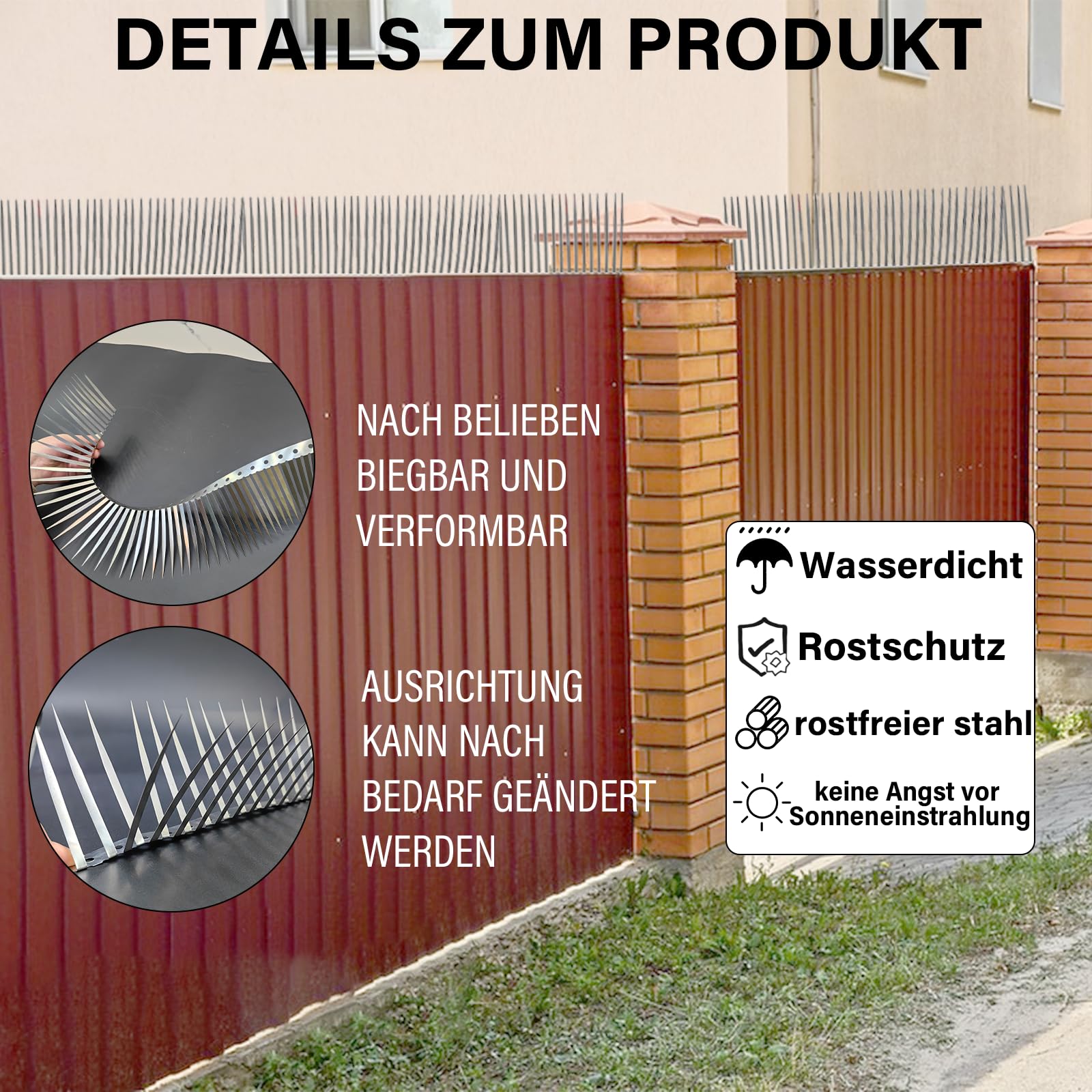 Marderabwehr,Maraderschutz Waschbär Abwehr Mader Abwehr für Fallrohr Dachboden Auto Dachrinne Garten,Vertreiben auch Vögel Eichhörnchen Wiesel, 3m Länge 10cm Höhe zur effektiven Verteidigung