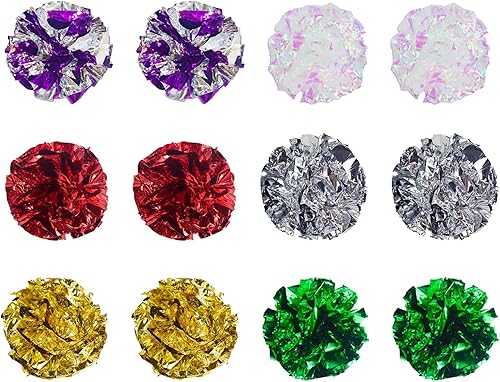 Miniatura 7 de Andiker 10 bolas arrugadas para gatos, de 2.36 pulgadas, 5 colores, juguetes interactivos para gatos de interior para masticar, perseguir, golpar