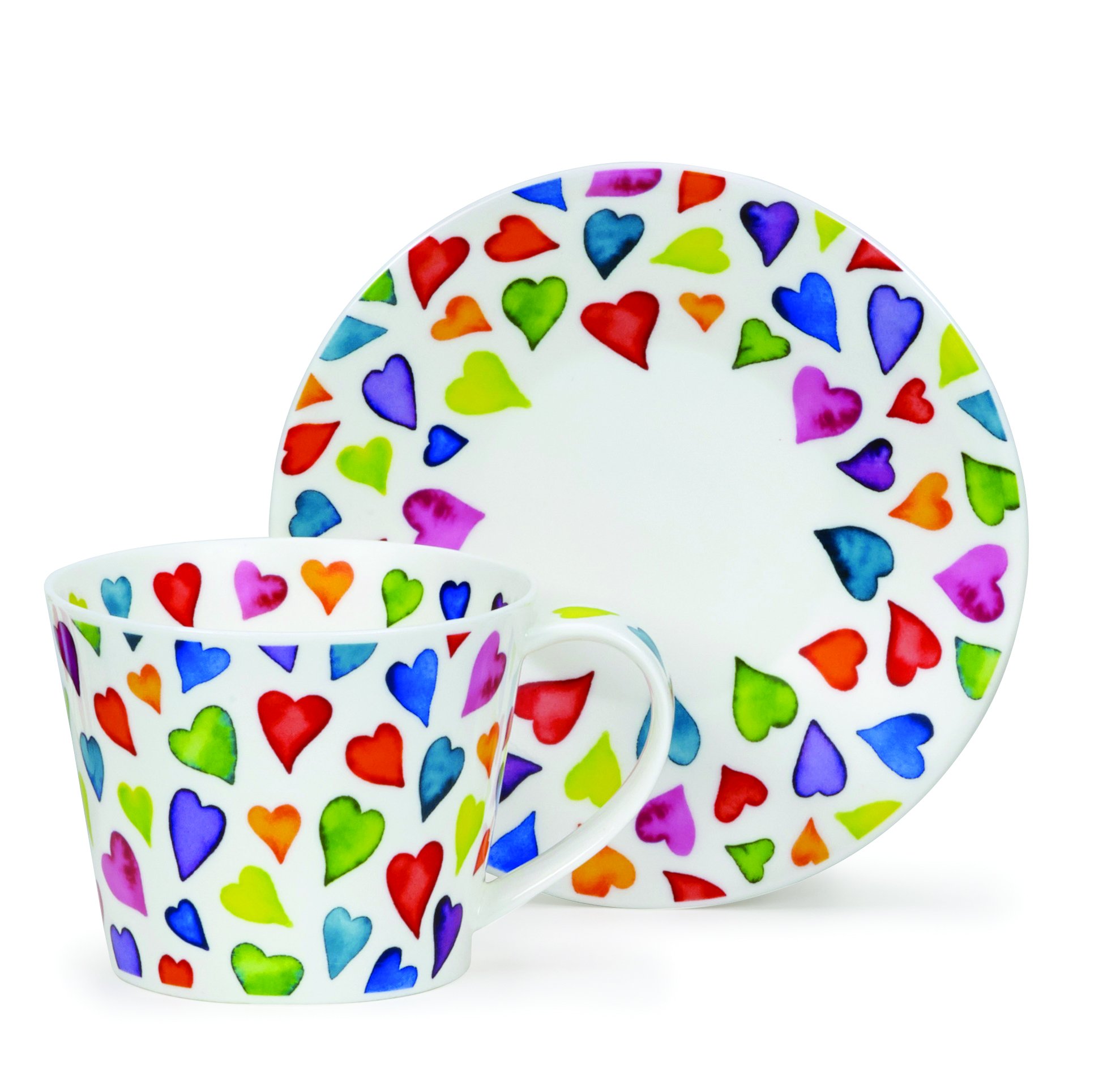 Dunoon Tasse et soucoupe en porcelaine anglaise en forme de cœur