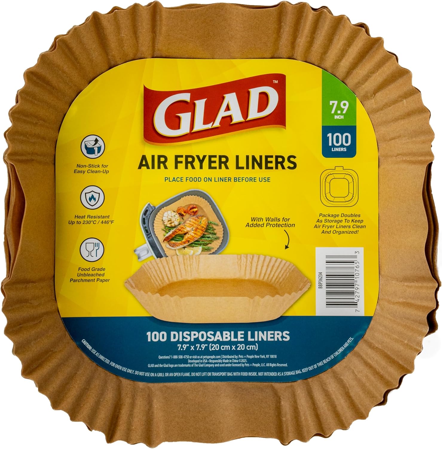 Glad Air Fryer Liners Rounded Square Shape with Walls, Nonstick and Heat Resistant, Food Grade Material, Suitable for Square and Round Air Fryers, Air Fryer Accessories, 7.9″ – 100 Count Glad Air Fryer Liners Rounded Square Shape with Walls, Nonstick and Heat Resistant, Food Grade Material, Suitable for Square and Round Air Fryers, Air Fryer Accessories, 7.9″ – 100 Count