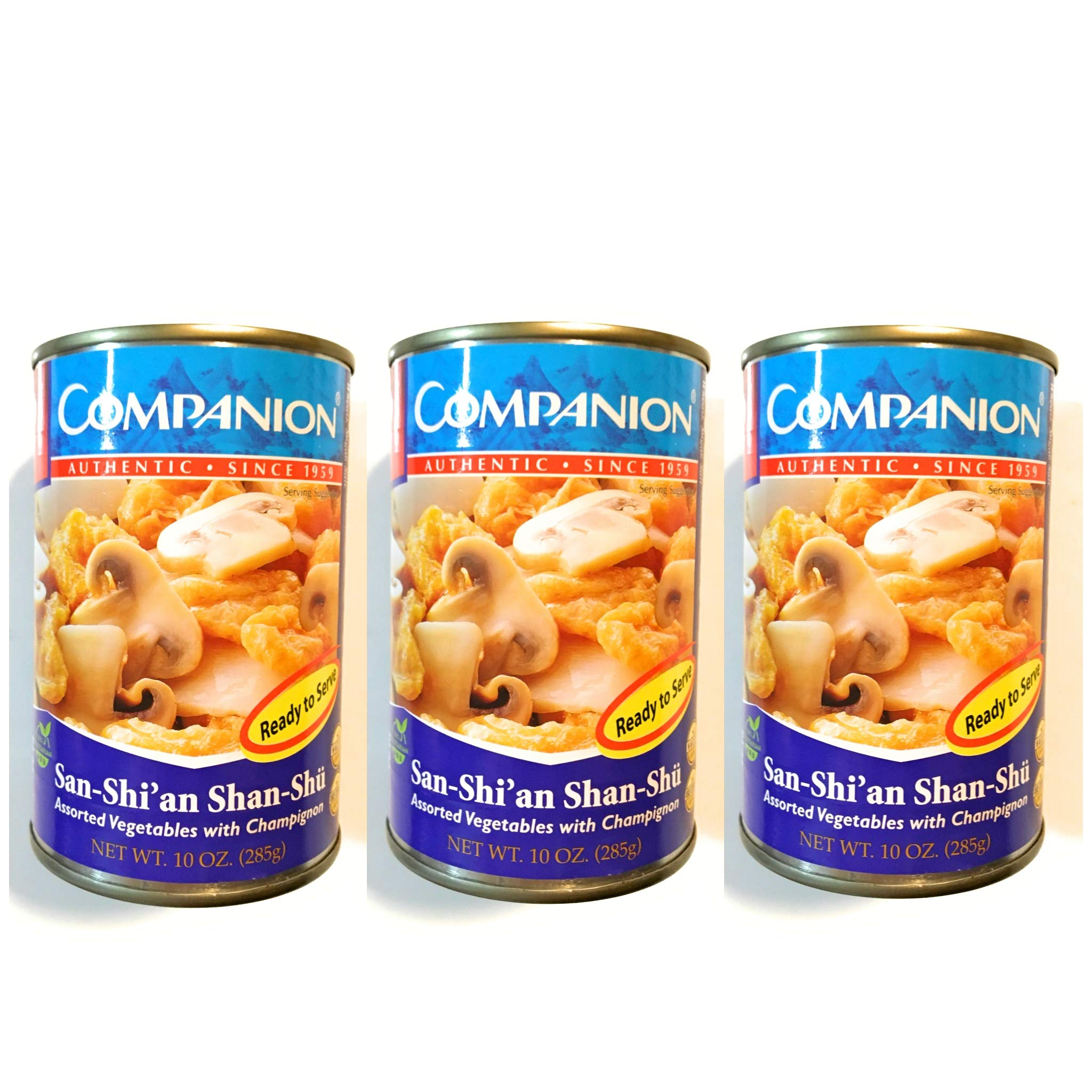 3 Pack Companion San-Shi’an Shan-Shu Assorted Vegetables With Champignon 10 Oz良友牌三鮮上素